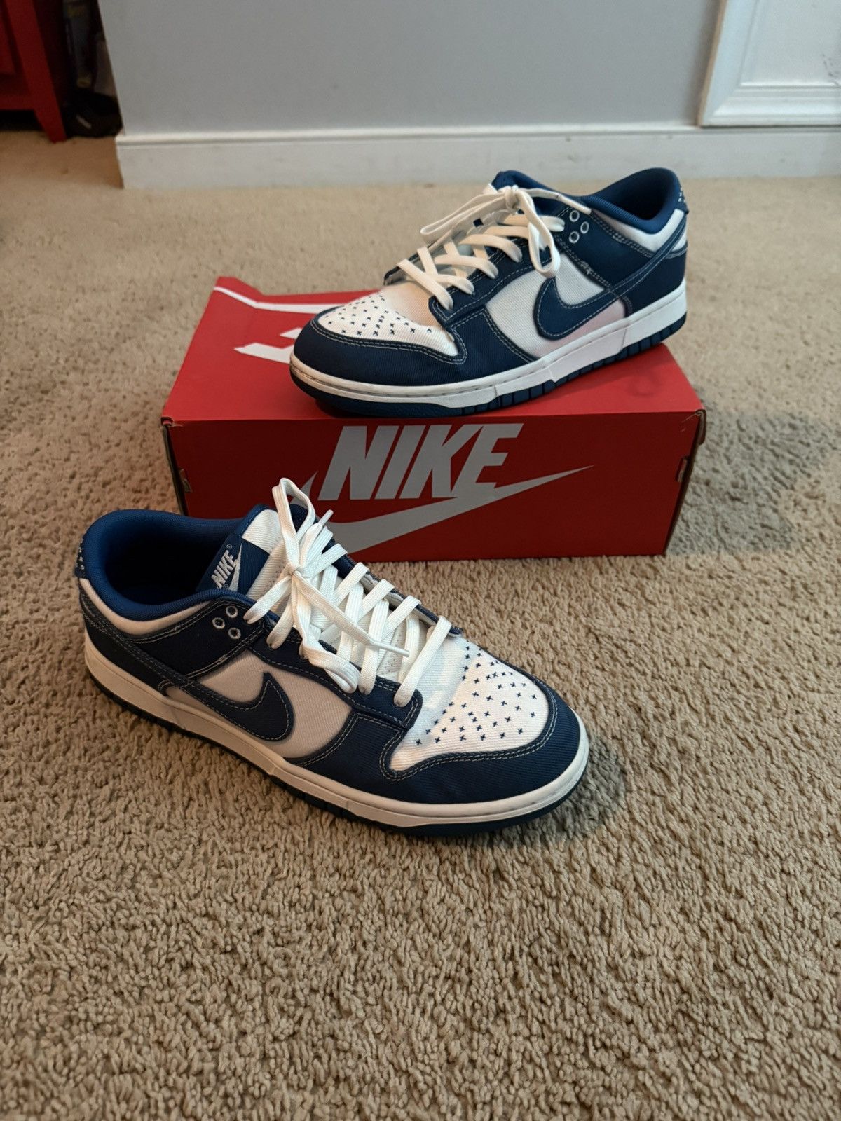 Nike Blue and White Nike Dunks Size US 11 / EU 44 - 1 Thumbnail