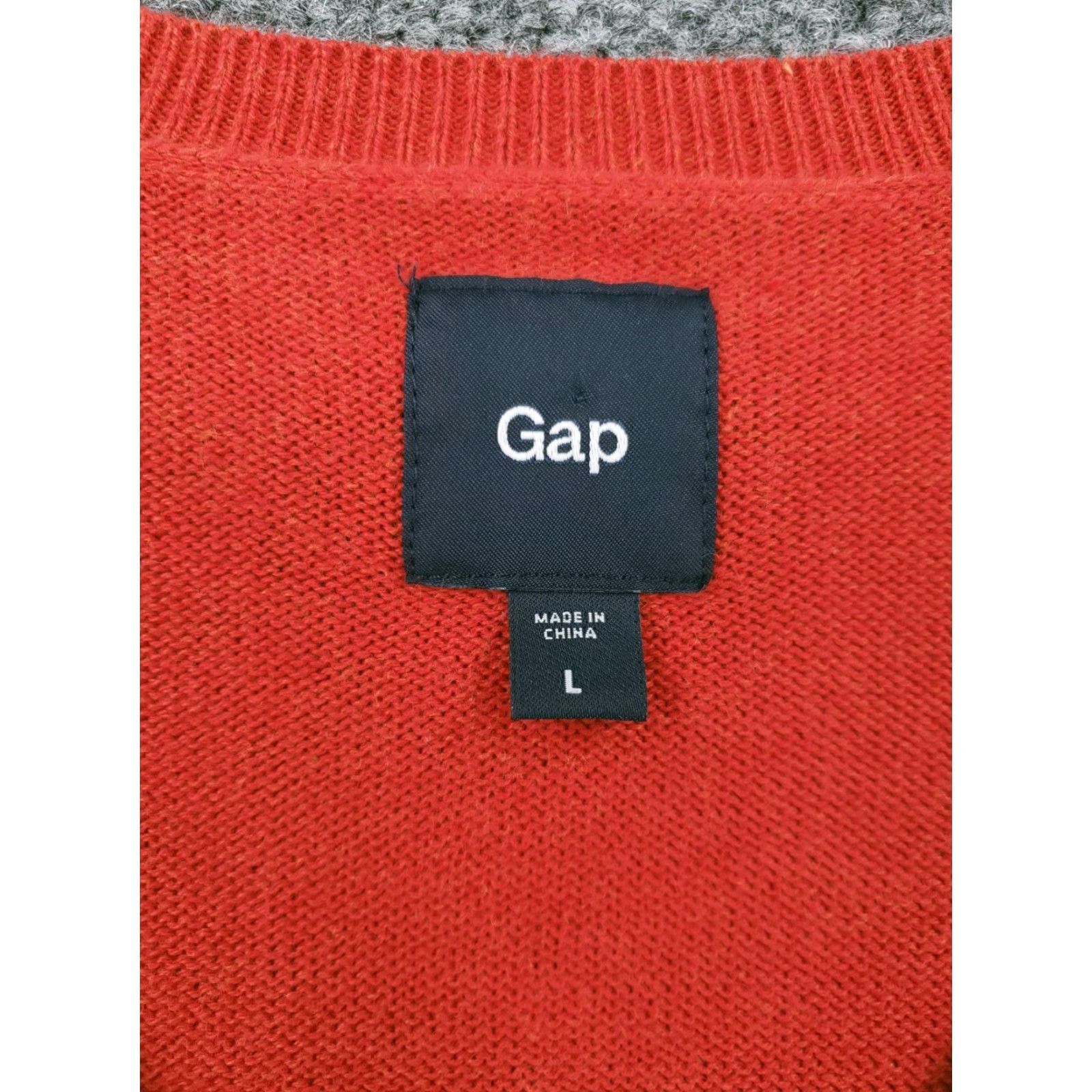 Gap Gap Sweater Mens L Large Orange Pullover V-Neck Long Sleeve Cotton Knit Size US L / EU 52-54 / 3 - 3 Thumbnail