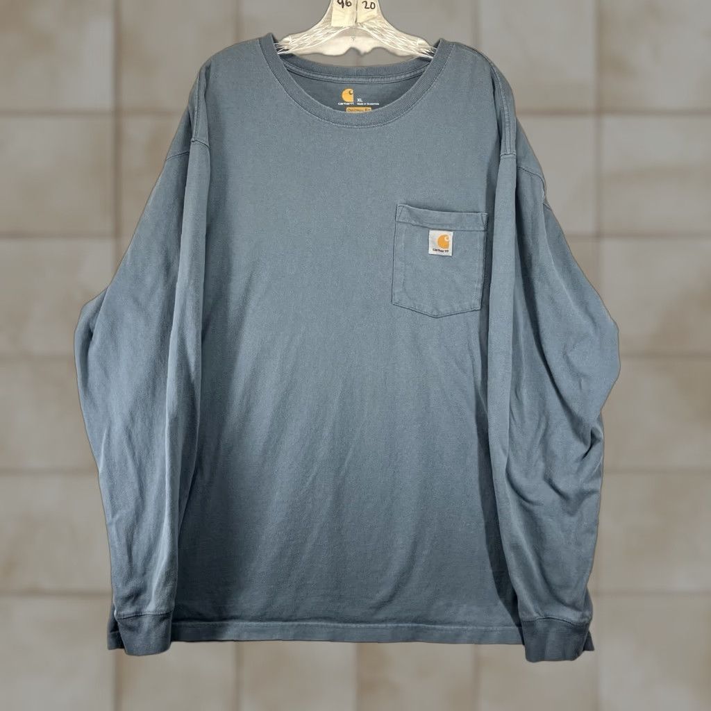 Carhartt Carhartt T-Shirt Men XL Long Sleeve Crew Neck All Cotton Light Blue Logo Solid Vintage? No. Size US XL / EU 56 / 4 - 1 Thumbnail