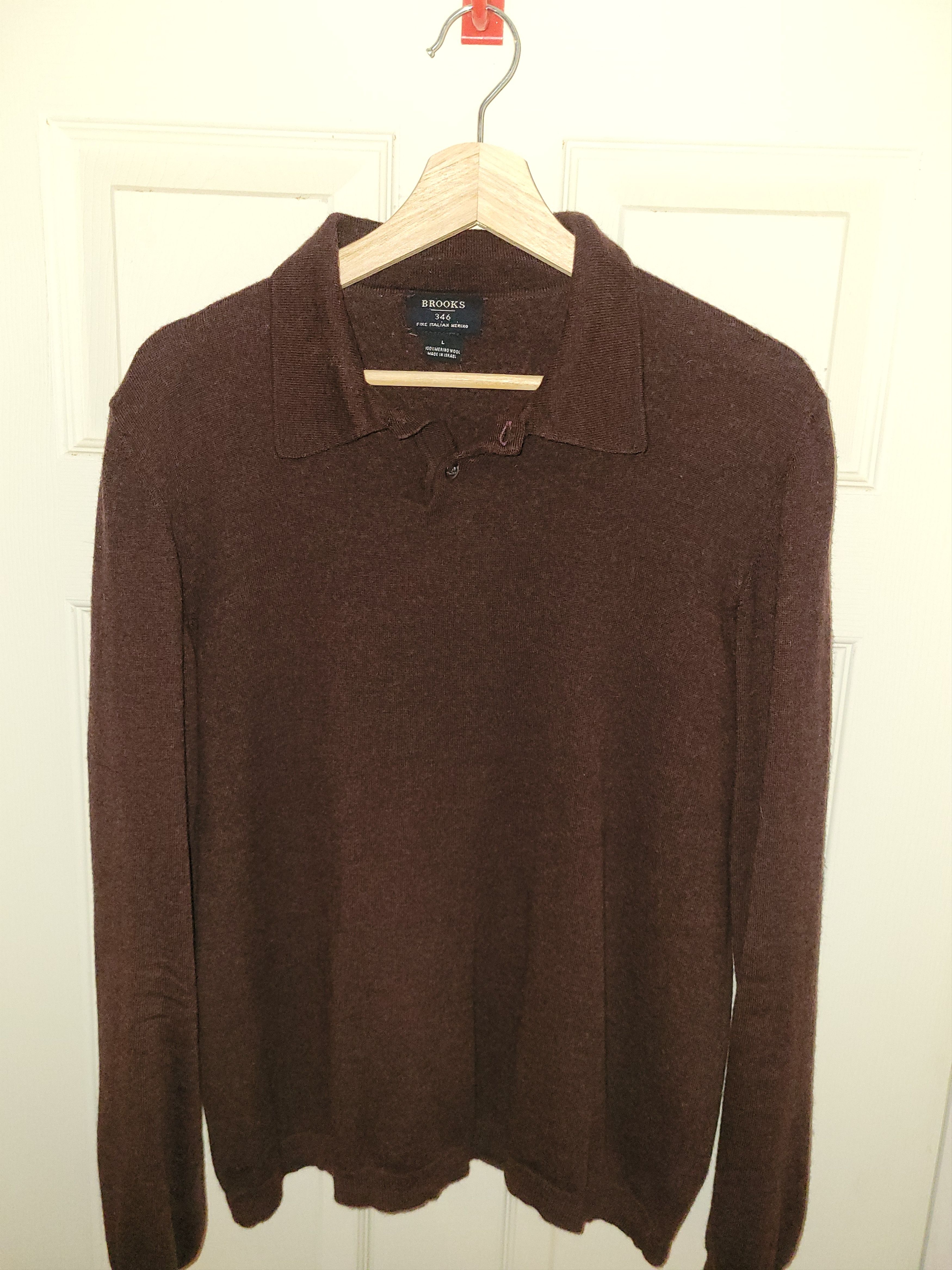 Brooks Brothers Brooks Brothers "346" Fine Italian Merino Polo Sweater Size US L / EU 52-54 / 3 - 1 Thumbnail