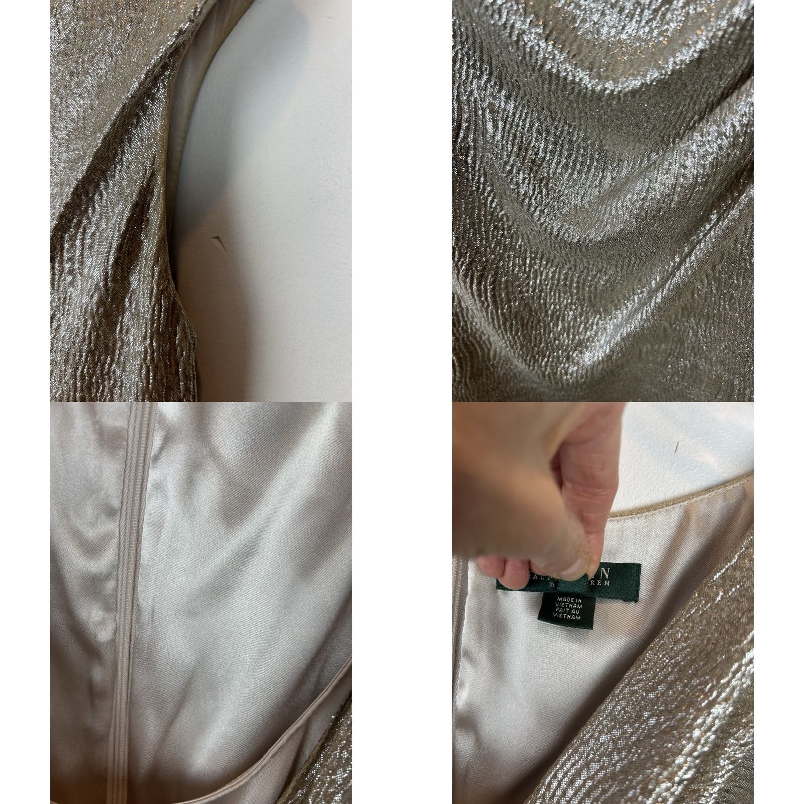 Ralph Lauren Ralph Lauren Cocktail Dress Womens 8 Metallic White Gold Event Holiday Size M / US 6-8 / IT 42-44 - 8 Thumbnail