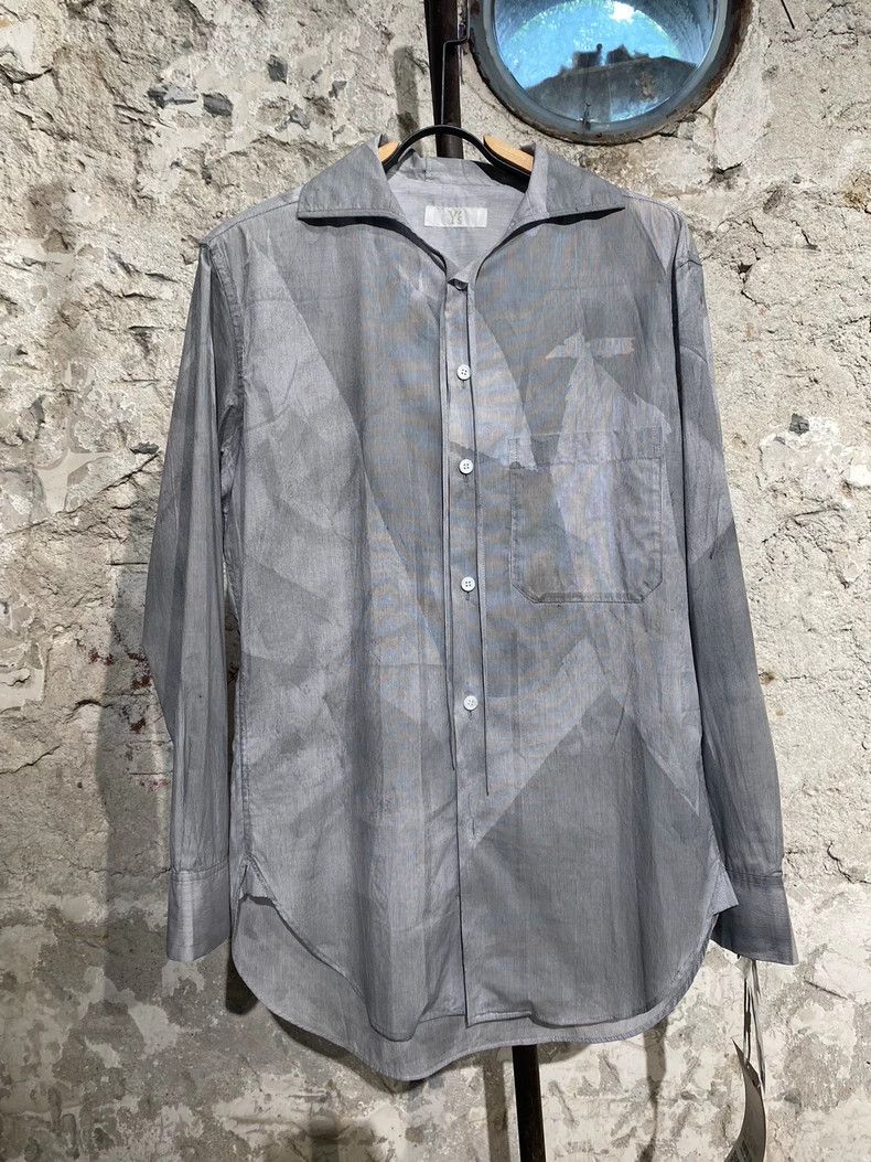 Y's Blue and Grey Stripe Panel Shirt