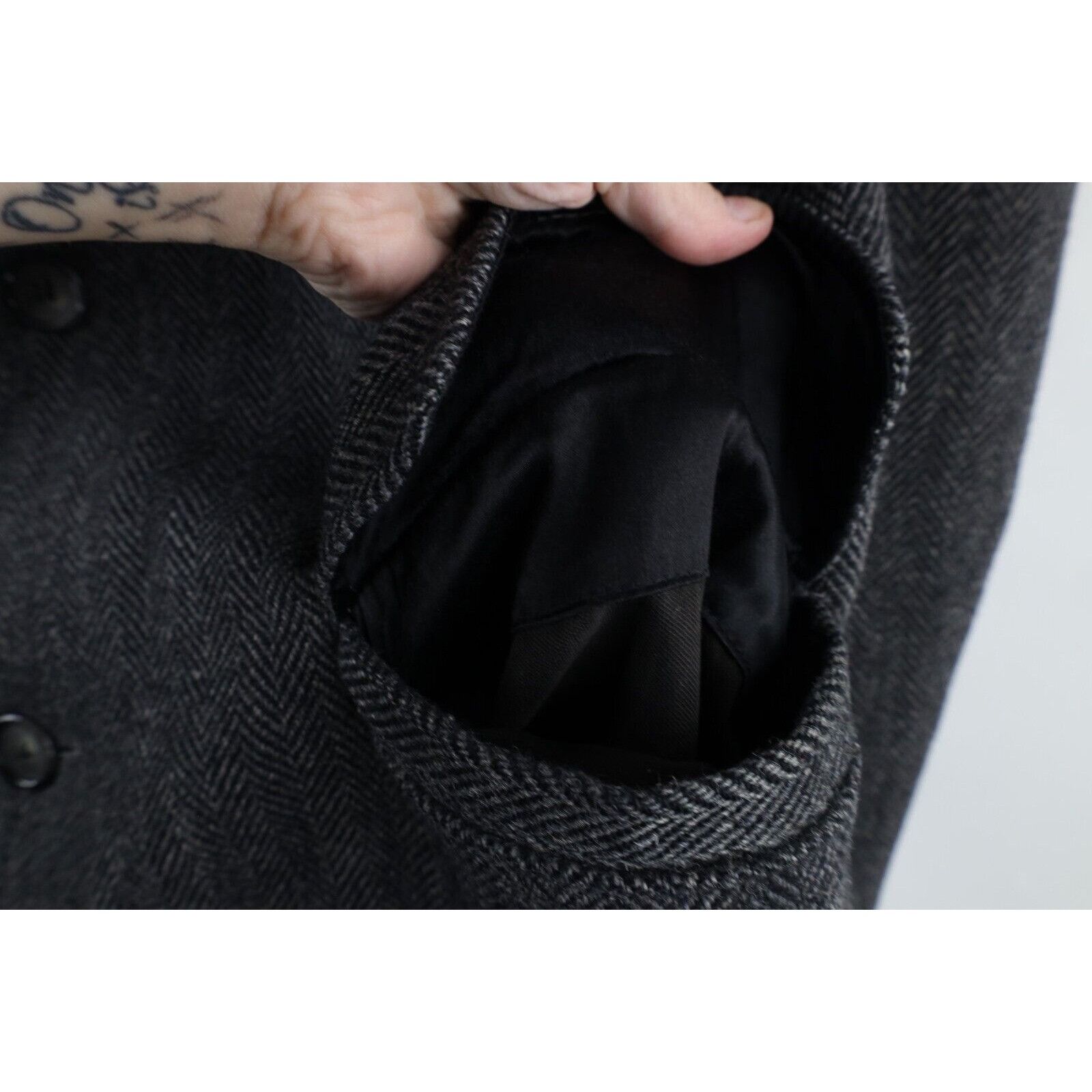 Vintage Vintage 70s Streetwear Herringbone Wool Trench Coat Overcoat Size US M / EU 48-50 / 2 - 6 Thumbnail