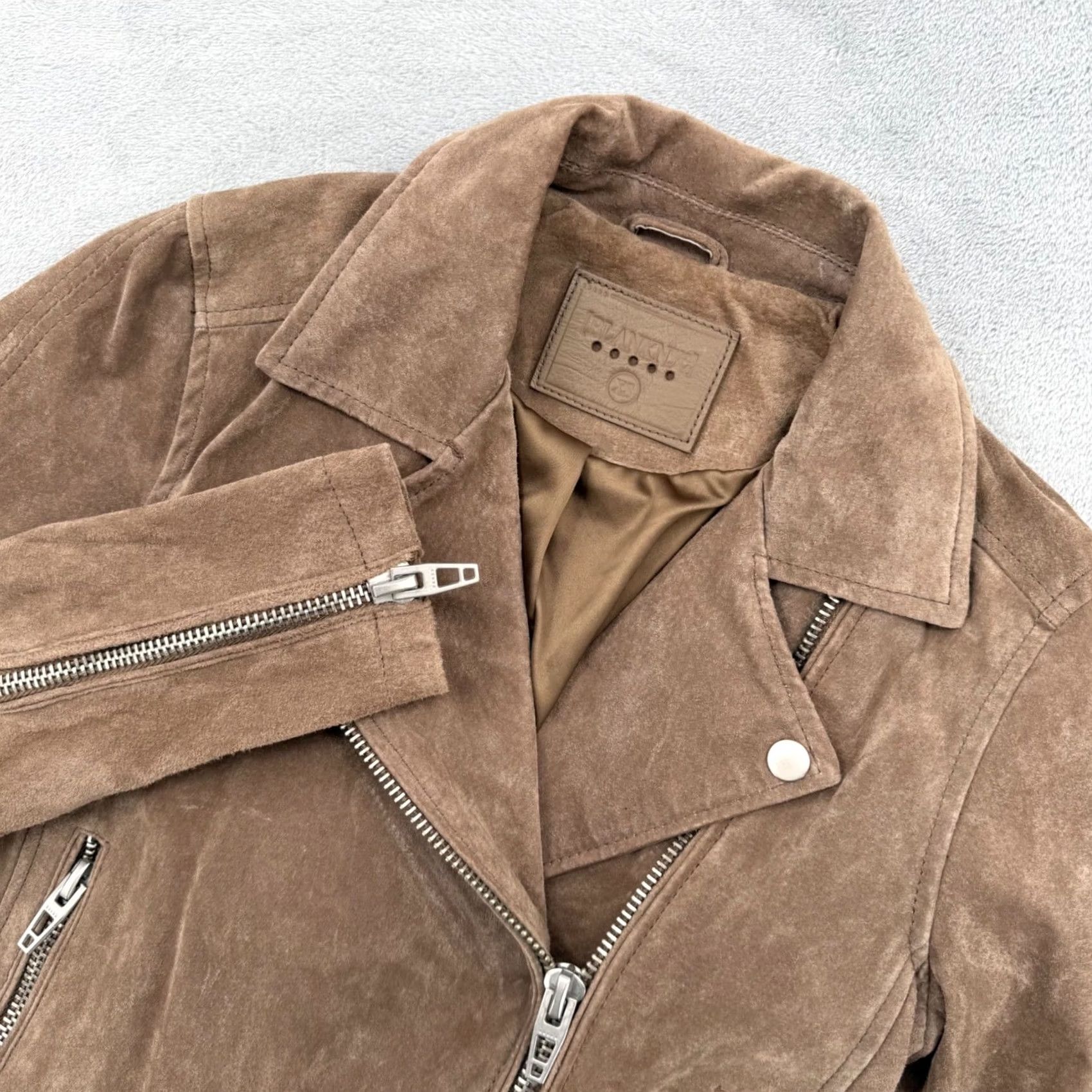 Vintage BLANKNYC Brown Suede Moto Jacket Womens Leather Biker Zip Coat XS``` Size XS / US 0-2 / IT 36-38 - 2 Thumbnail