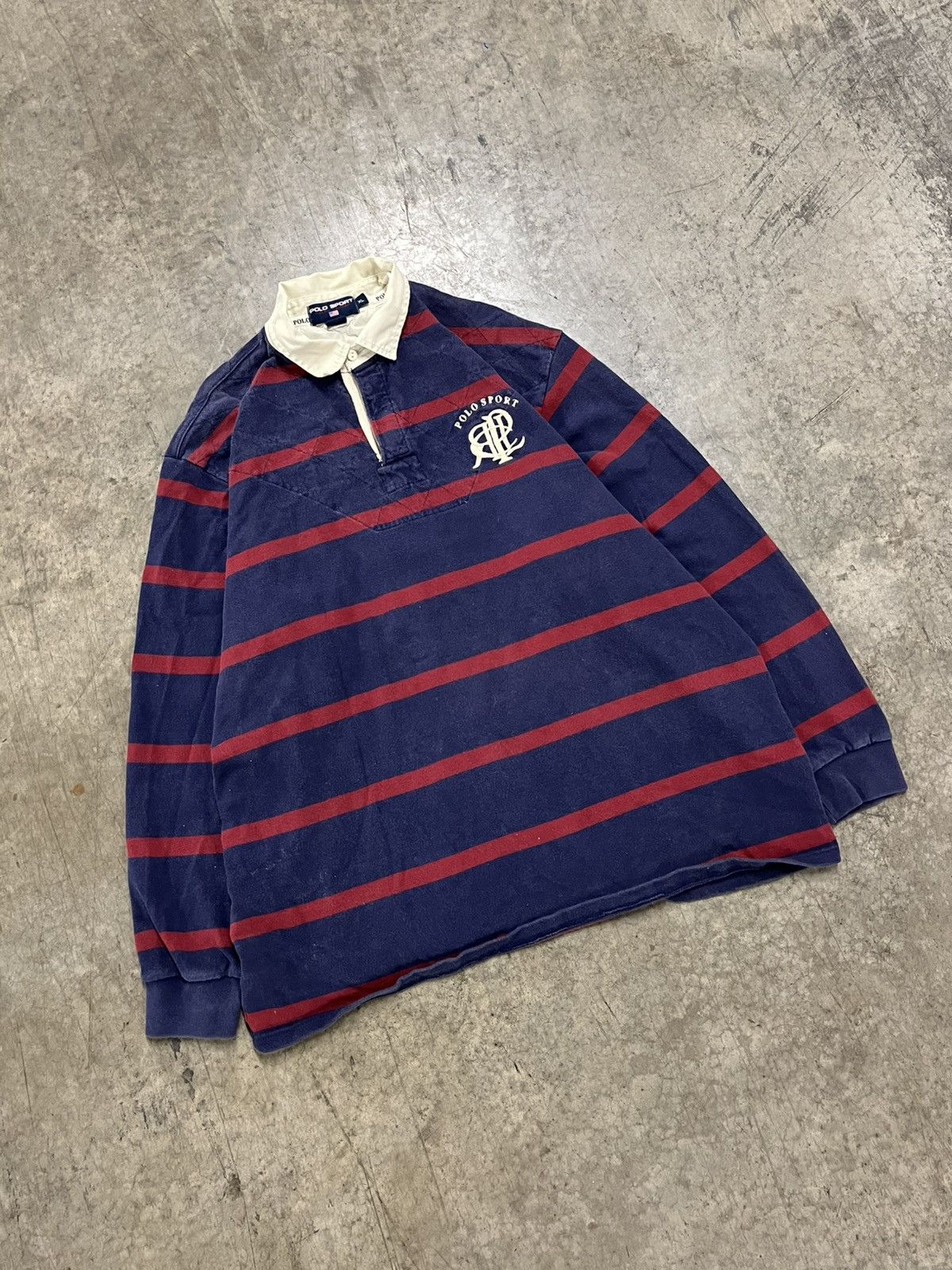 Polo Ralph Lauren × Vintage Polo sports vintage rugby stripped longsleeve preppy rare Size US XL / EU 56 / 4 - 3 Thumbnail