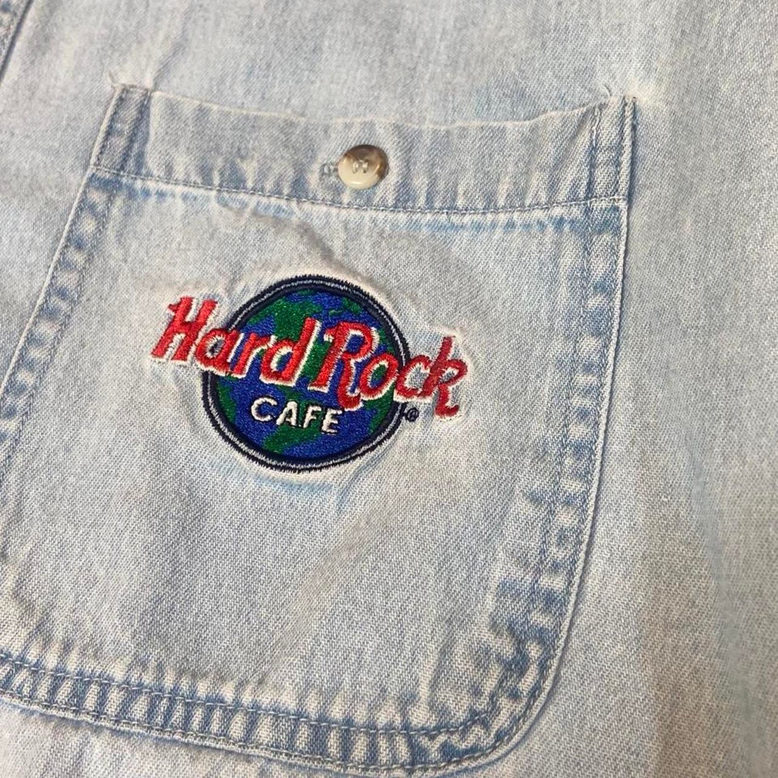 Hard Rock Cafe 90s hard rock cafe denim button up shirt xl Size US XL / EU 56 / 4 - 2 Thumbnail
