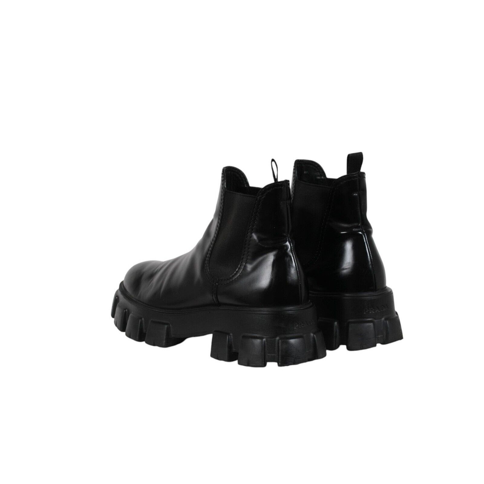 Prada Monolith Chelsea Boots Black Leather - 02511B Size US 11 / EU 44 - 5 Thumbnail