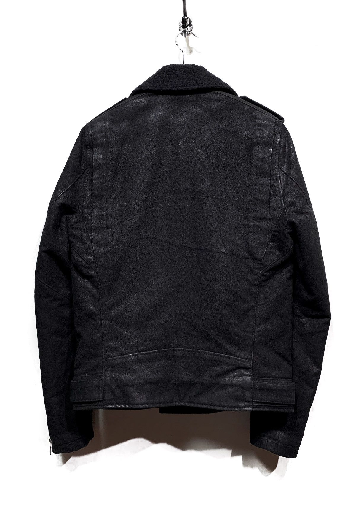 Balmain Balmain Black Waxed Cotton and Wool Lined Biker Jacket Size US M / EU 48-50 / 2 - 4 Thumbnail