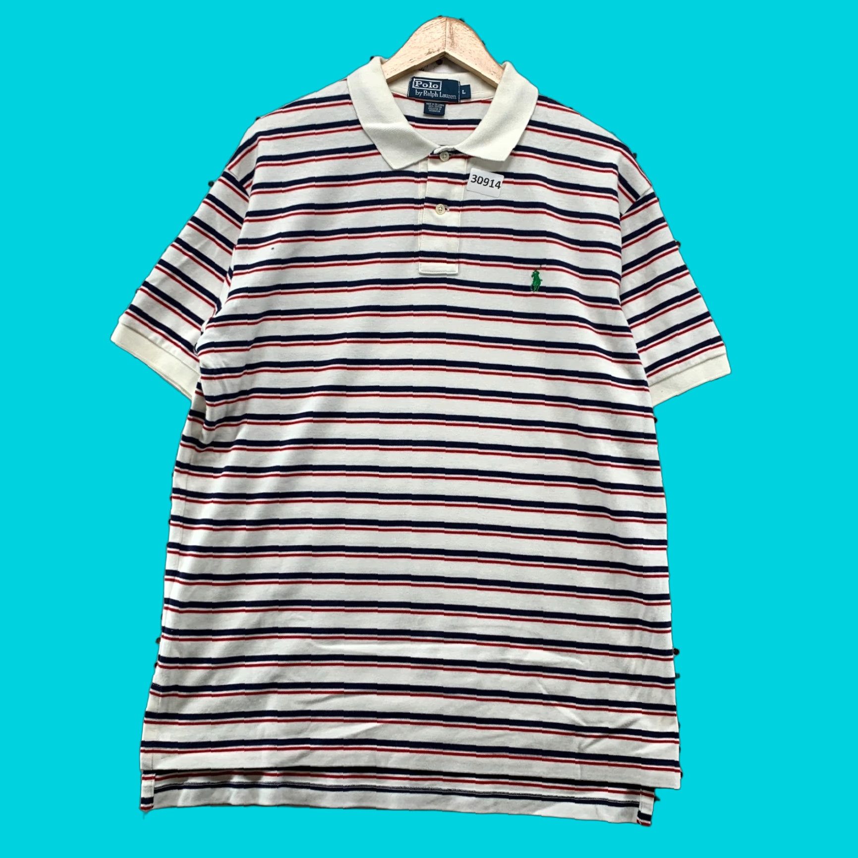 Ralph Lauren VINTAGE Polo Ralph Lauren Shirt Mens Large White Blue Red Striped Casual 24X30 Size US L / EU 52-54 / 3 - 1 Thumbnail