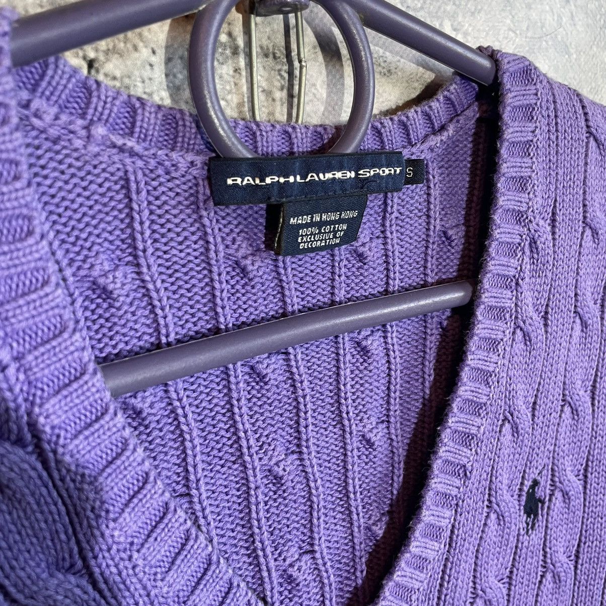 Polo Ralph Lauren Polo Ralph Lauren Sport Cable Knit V-Neck Sweater Purple Size S / US 4 / IT 40 - 2 Thumbnail