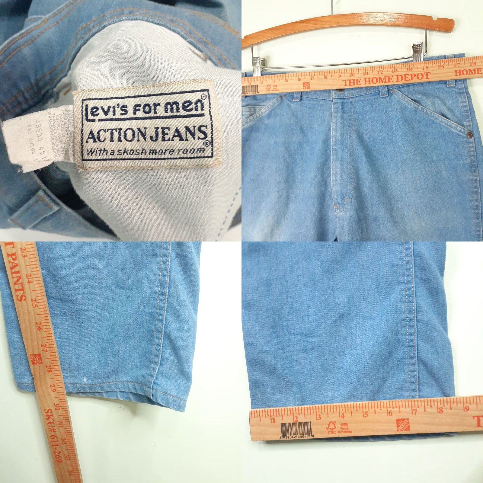 Levi's VINTAGE Levi's Jeans Levis Action Jeans Blue 34x30 Regular Mens Straight 34in Inseam Denim Cotton Zip Blue Size US 34 / EU 50 - 9 Thumbnail
