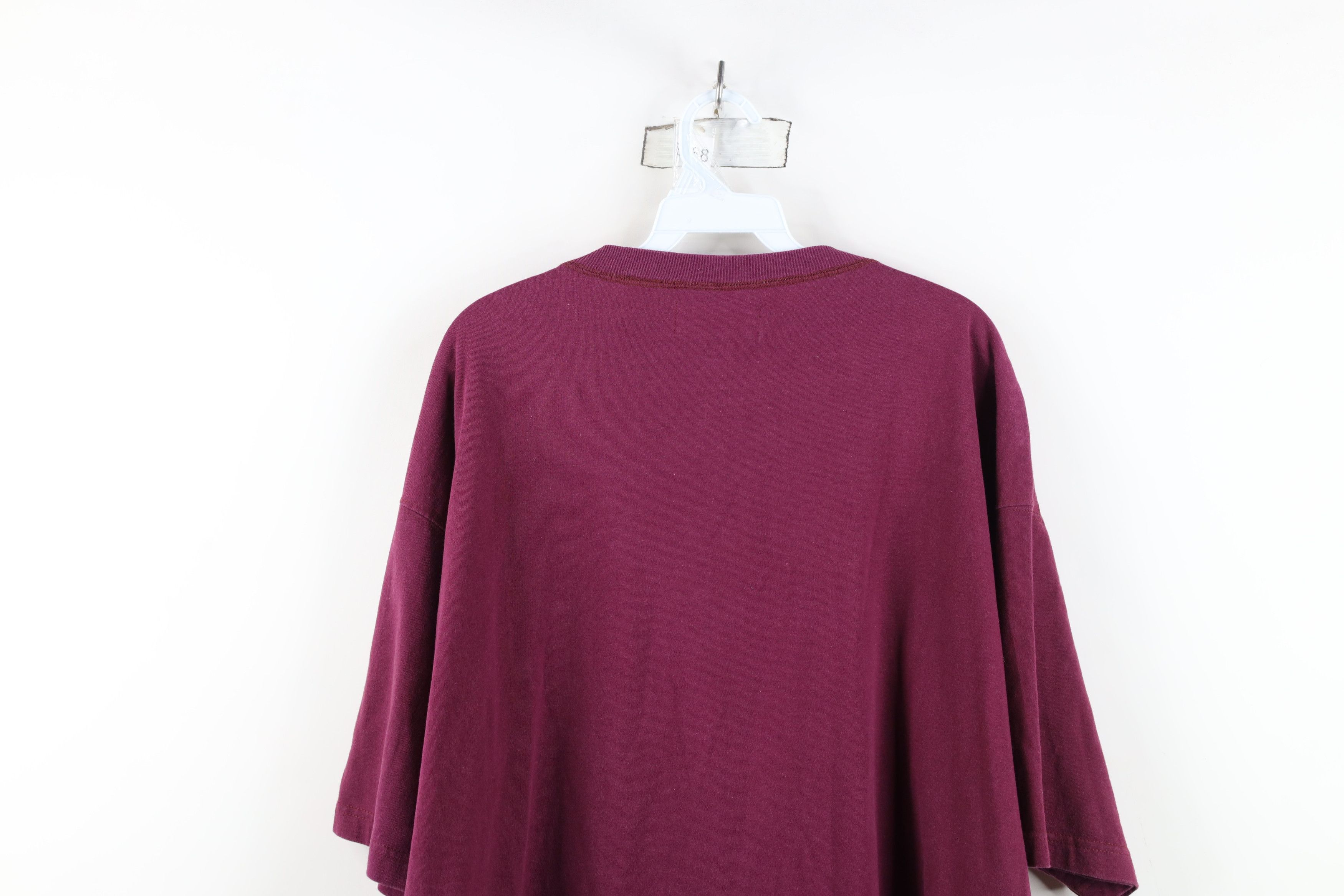 Vintage Vintage 90s Streetwear Blank Baggy Fit Henley T-Shirt Maroon Size US L / EU 52-54 / 3 - 14 Thumbnail