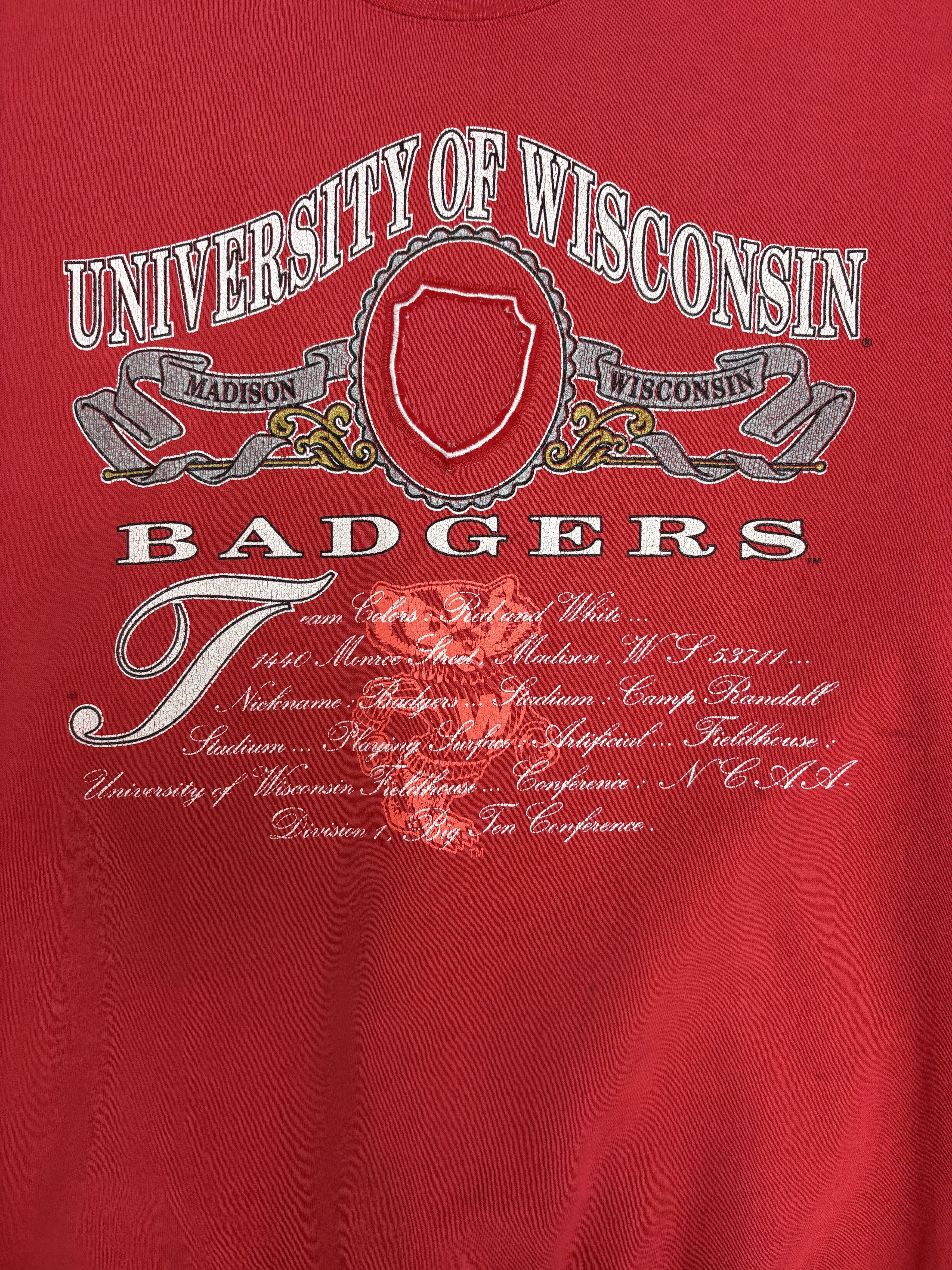 Vintage Wisconsin Badgers Vintage Red Crewneck Sweater Size US XL / EU 56 / 4 - 2 Thumbnail