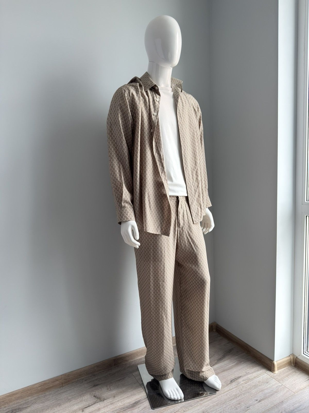 Dior Dior Oblique 100% Silk Set Monogram Beige Pants + Shirt Size US L / EU 52-54 / 3 - 2 Thumbnail