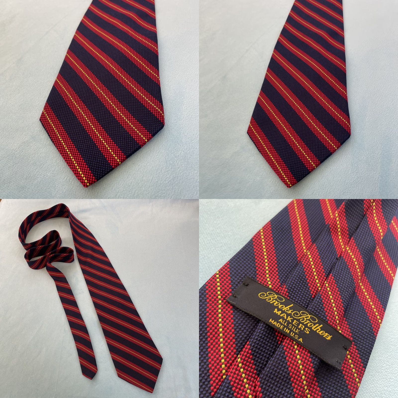 Brooks Brothers VINTAGE Brooks Brothers Makers Repp Tie Silk Made USA Navy Red Gold Stripe 3.5x58 Navy Red Gold Silk Striped Tie Men Size ONE SIZE - 9 Thumbnail