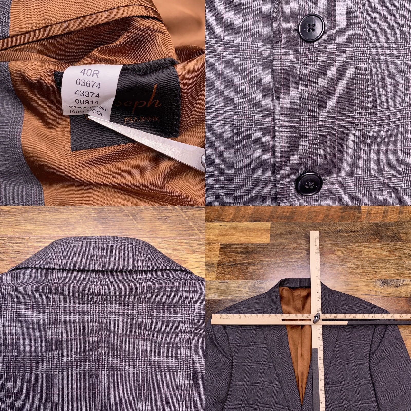 Jos. A. Bank Jos A Bank Slim Fit Blazer 40R Gray Plaid Wool Jacket Blazer Notch Lapel Single-Breasted 2-Button Dry Clean Only Mens Vintage N/A Size 40R - 8 Thumbnail
