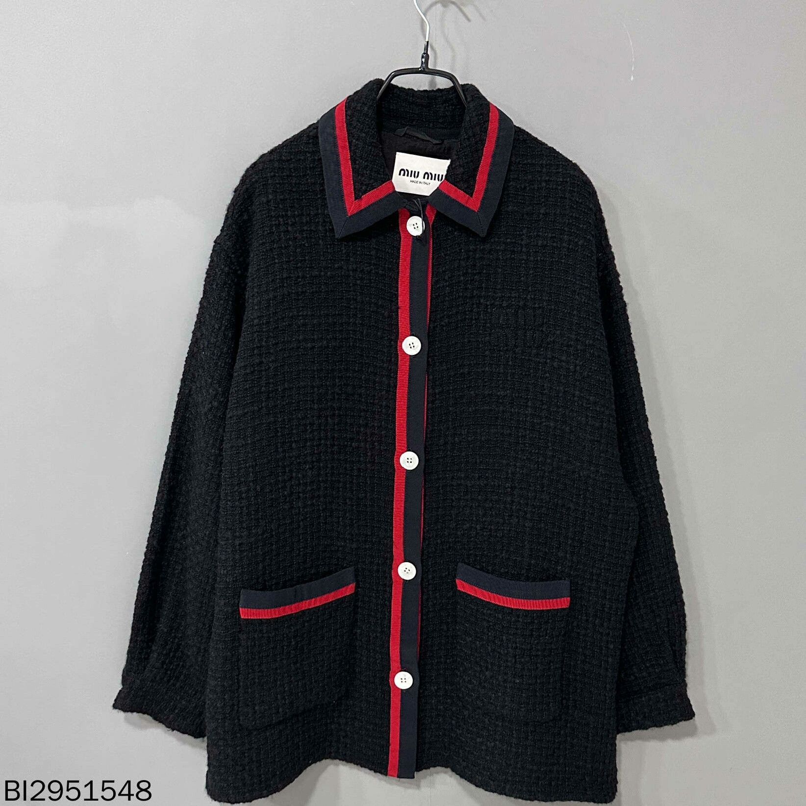 Miu Miu black and red woven wool jacket Miu Miu Size US L / EU 52-54 / 3 - 1 Thumbnail