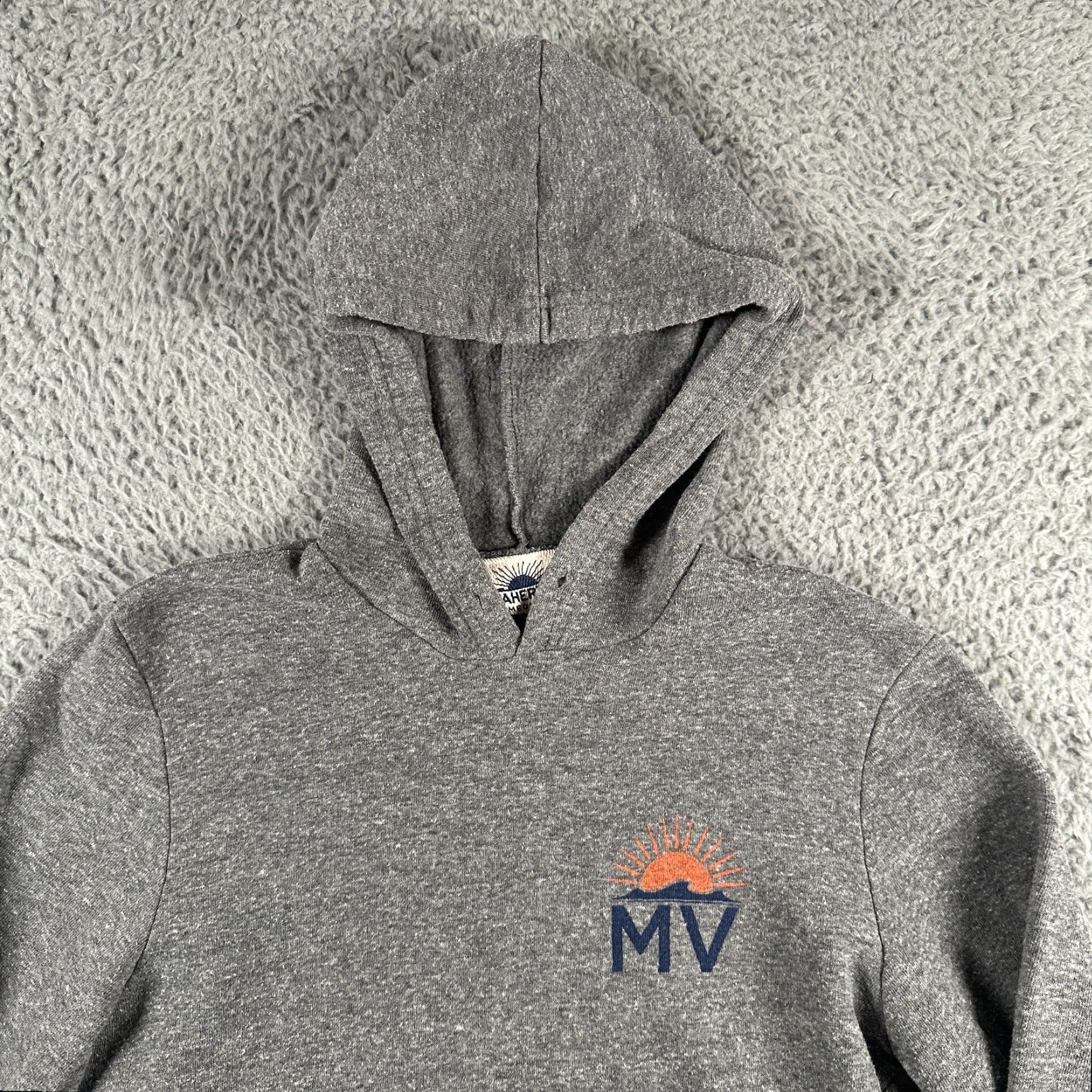 Faherty Faherty Hoodie Mens Pullover Light Weight Gray Cotton Knit Logo Vintage No Drawstring M Size US M / EU 48-50 / 2 - 2 Thumbnail