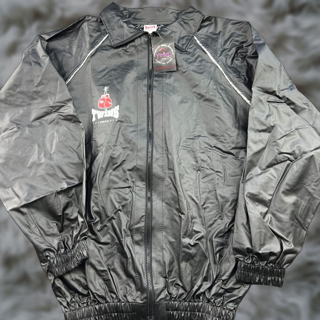 Twins Twins Special Sanuna Jacket Mens 2XL Black Thailand Muay Thai Sweat Track Jacket Full Zip Hooded Pockets Thermal Vintage No Size US XXL / EU 58 / 5 - 1 Thumbnail