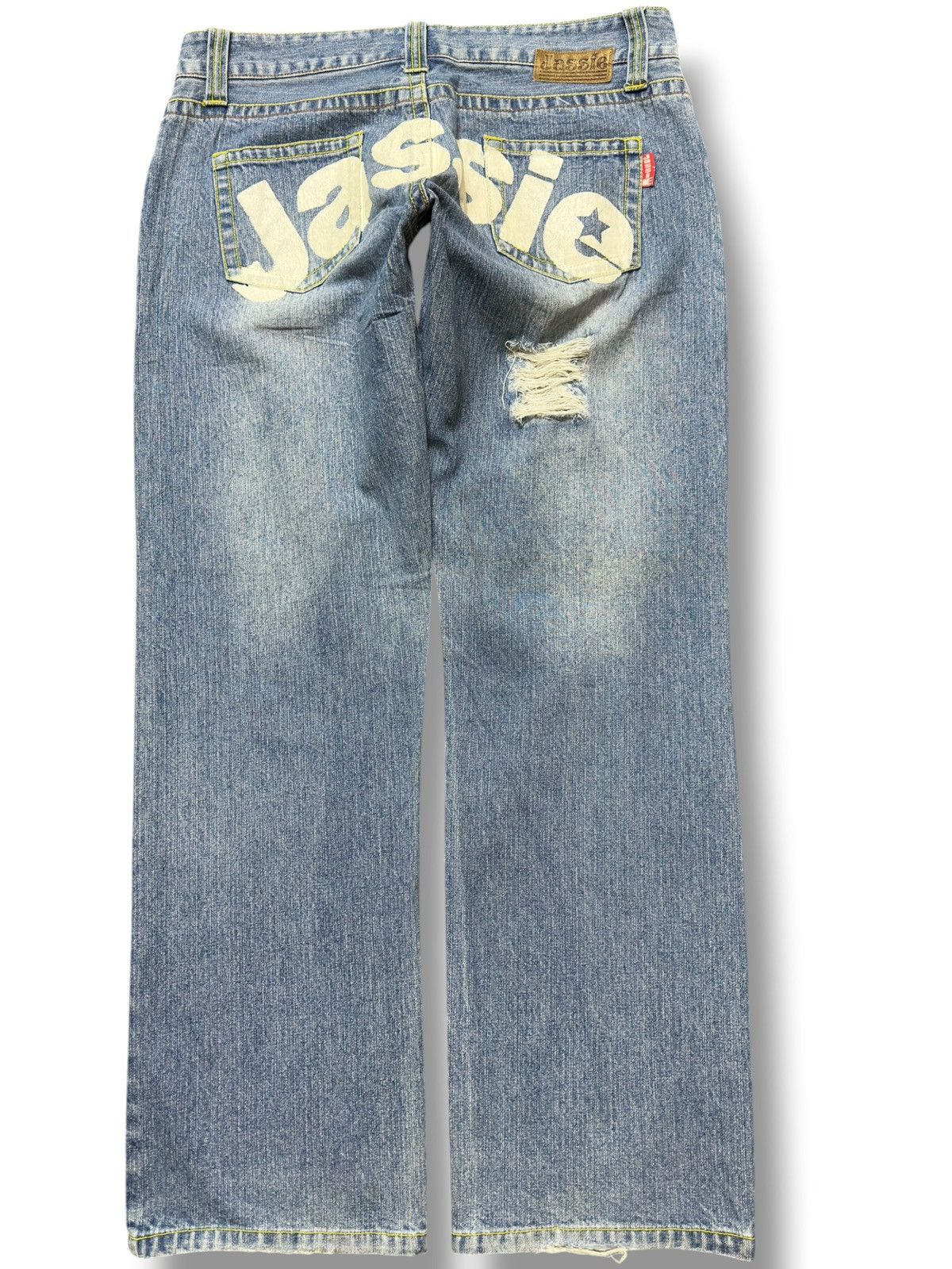 Tornado Mart Vintage Jassie Printed Logo Ripped Distressed Denim Size US 32 / EU 48 - 1 Thumbnail