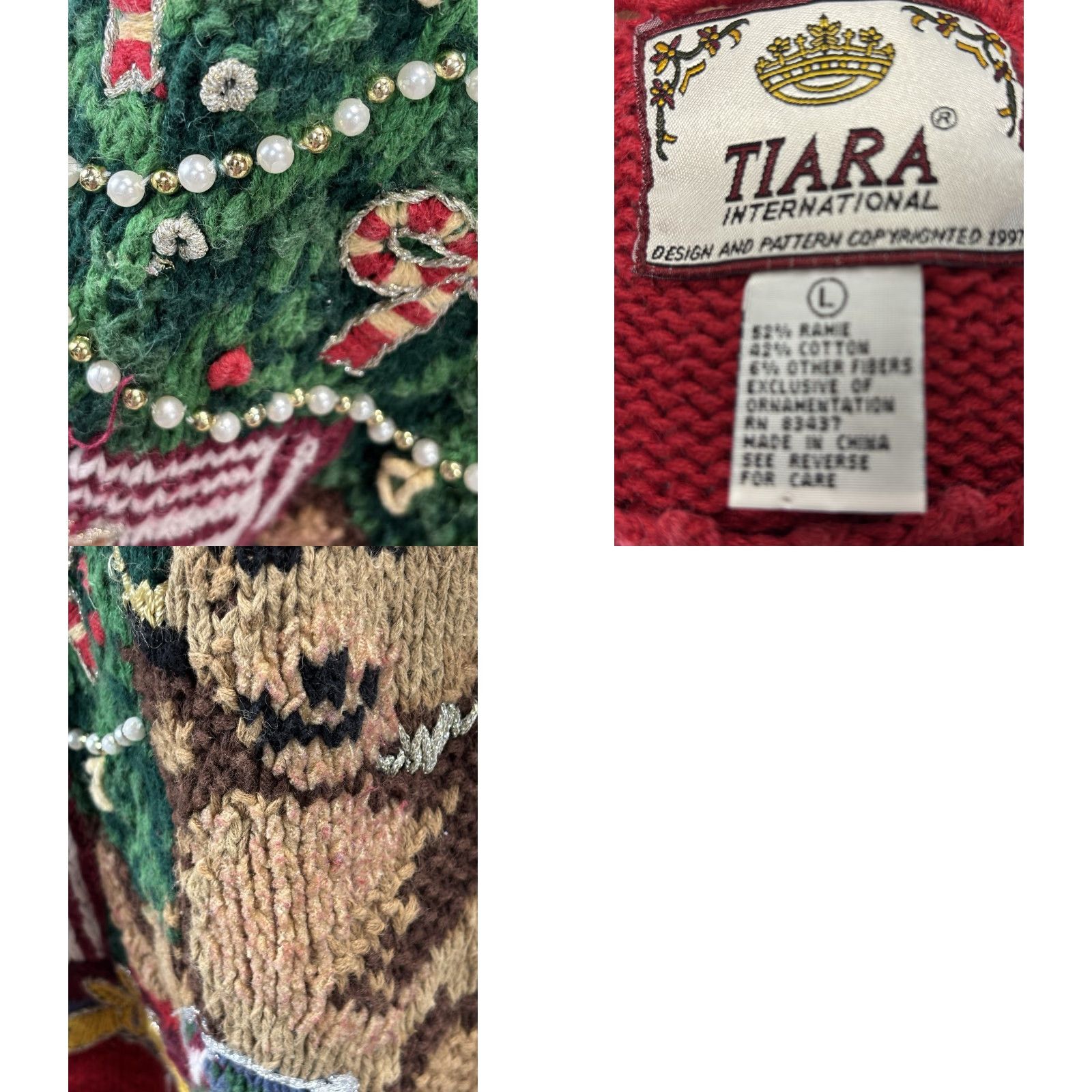 Vintage Vintage Tiara International Christmas Sweater Large Women’s Red Teddy Bear Beaded Size L / US 10 / IT 46 - 8 Thumbnail