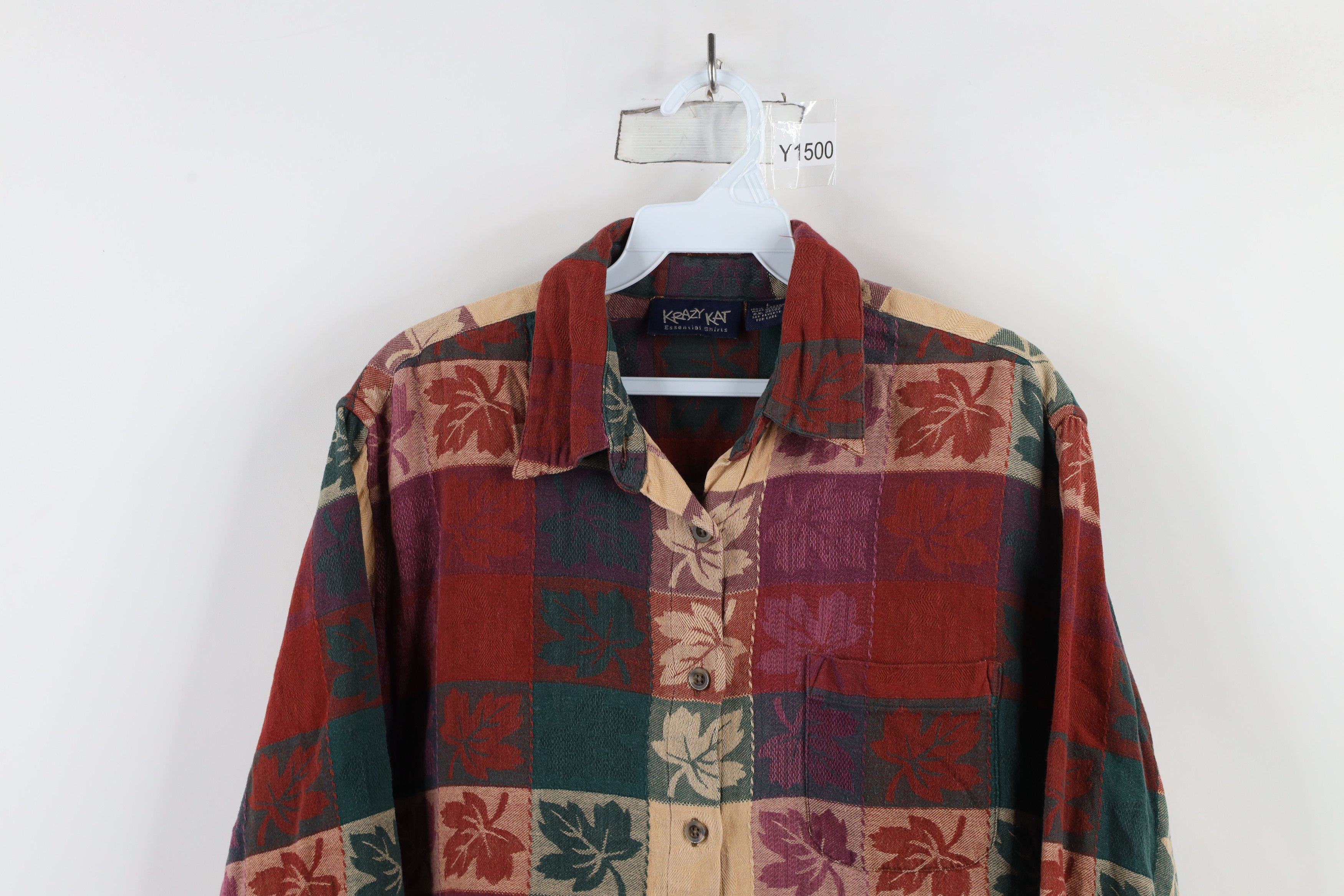 Vintage Vintage 90s Streetwear Nature Leaf Patchwork Button Shirt Size L / US 10 / IT 46 - 2 Thumbnail
