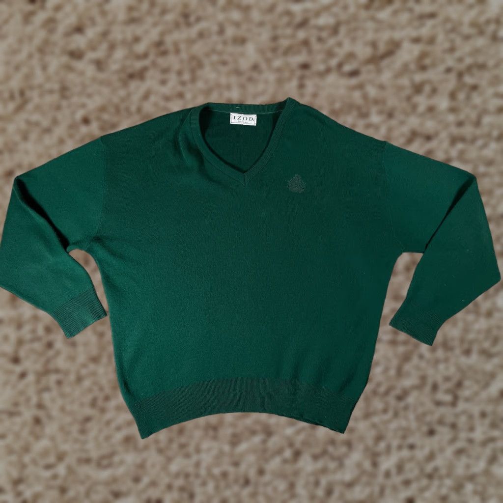 Izod IZOD Sweater Mens Large Green V-Neck Long Sleeve 100% Acrylic Knit Pullover Vintage USA 80s 90s Classic Mens Size US L / EU 52-54 / 3 - 1 Thumbnail