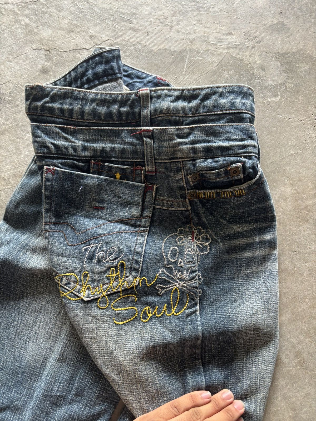 If Six Was Nine CRAZY DOUBLE WAIST JAPANESE DENIM WITH SIDE SKULL EMBROIDERY Size US 32 / EU 48 - 17 Thumbnail