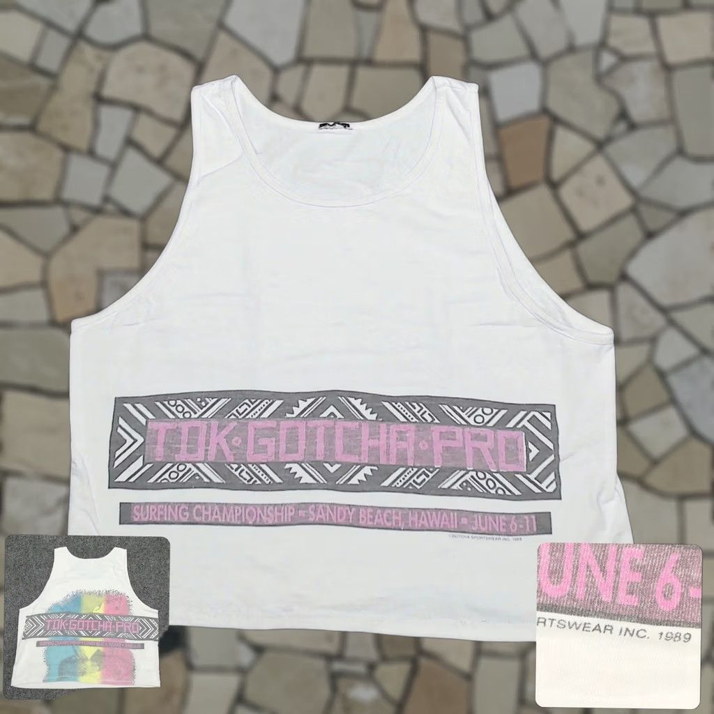 Gotcha Gotcha Vintage 1989 TDK Pro Surfing Sandy Beach Crop Tank Top Womens XL Boxy Size XL / US 12-14 / IT 48-50 - 1 Thumbnail