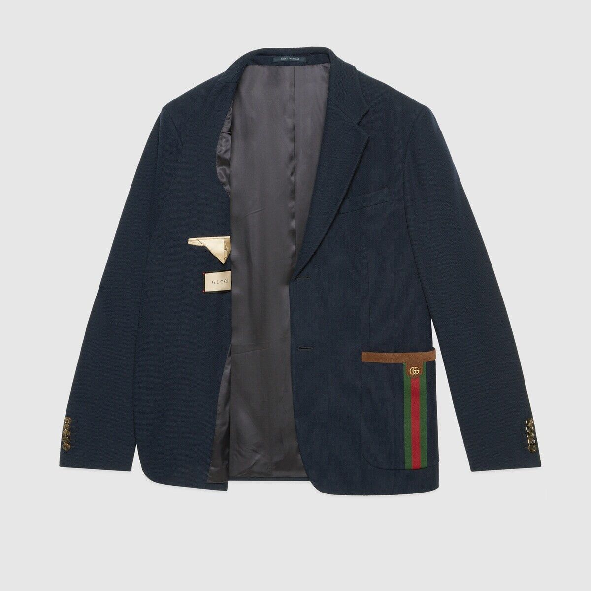 Gucci o1mt1gz0725 Cotton Jersey Jacket With Web in Blue Size US M / EU 48-50 / 2 - 4 Thumbnail