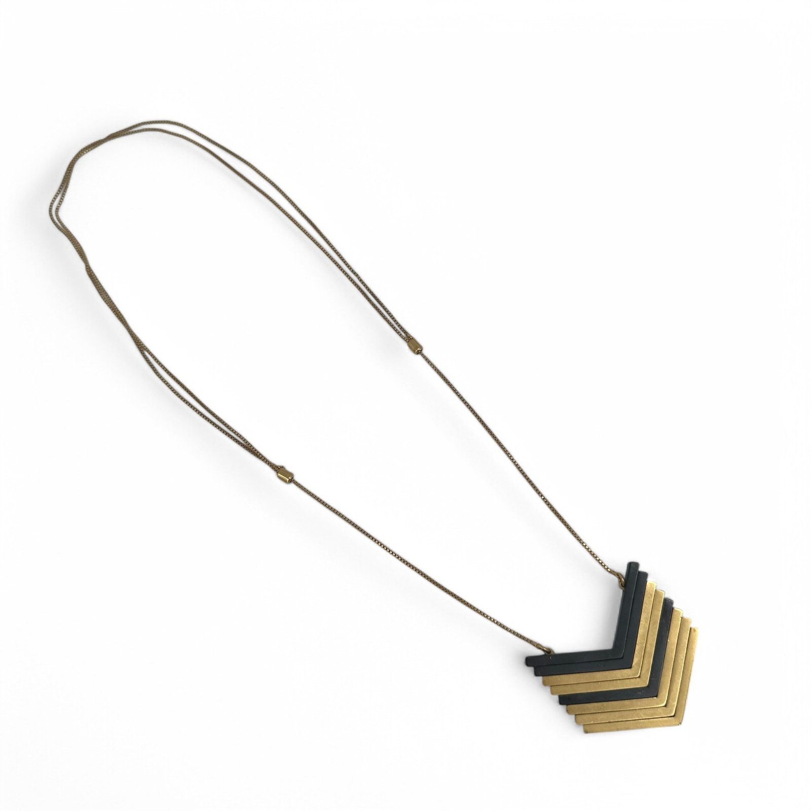 Madewell Madewell Chevron Necklace Gold Tone and Black Adjustable Size ONE SIZE - 6 Thumbnail