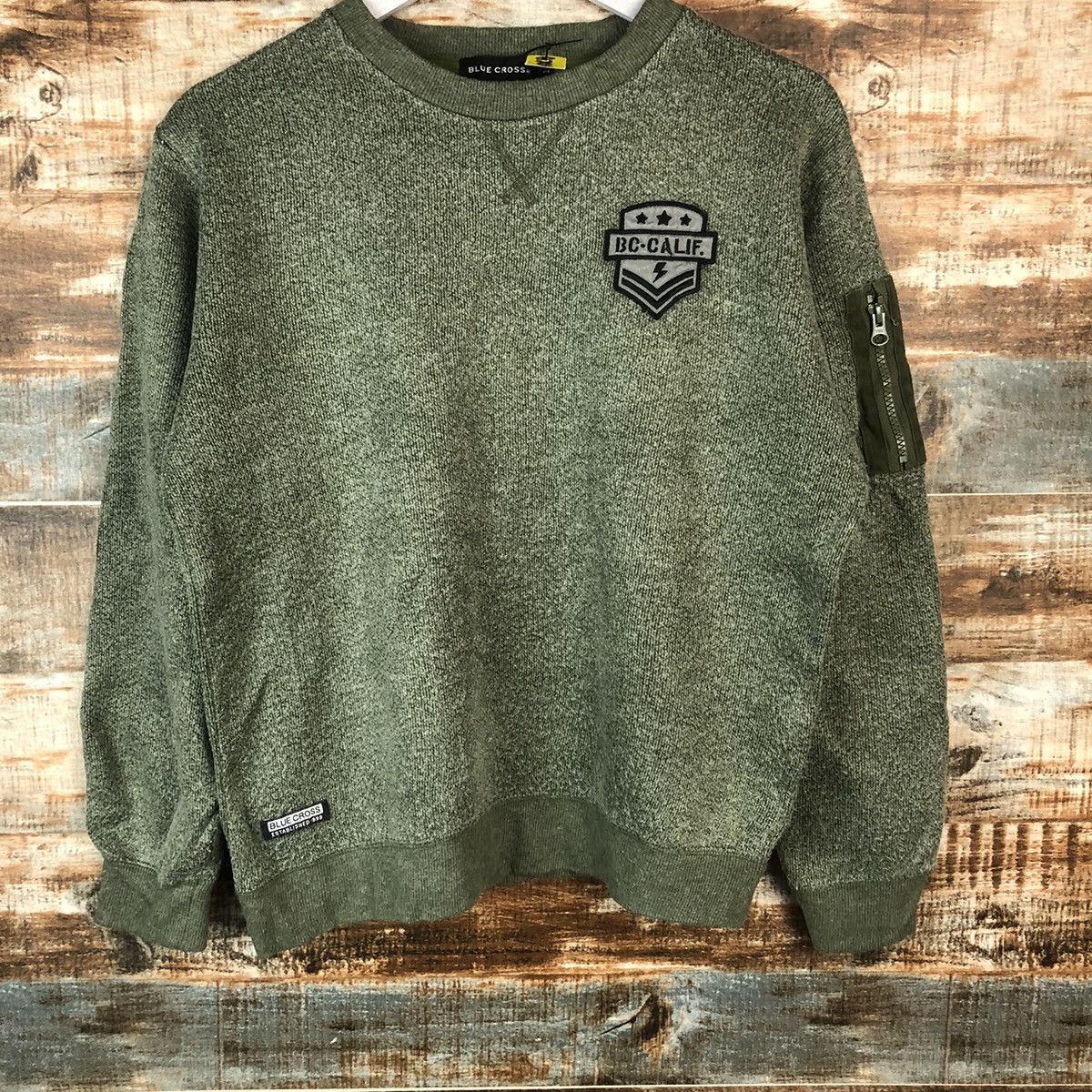 Japanese Brand Blue Cross streetwear Green Sweatshirt #A2064 Size US S / EU 44-46 / 1 - 3 Thumbnail