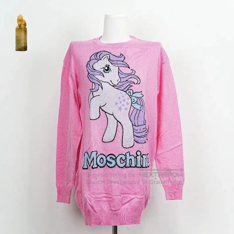 Moschino Pink Cashmere Long Sleeve Sweater .