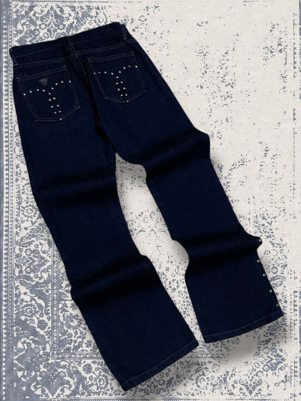 Designer × Fiorucci × Vintage Vintage Og 90s Designer Fiorucci Safety Flared Studded Denim Size US 26 / EU 42 - 9 Thumbnail