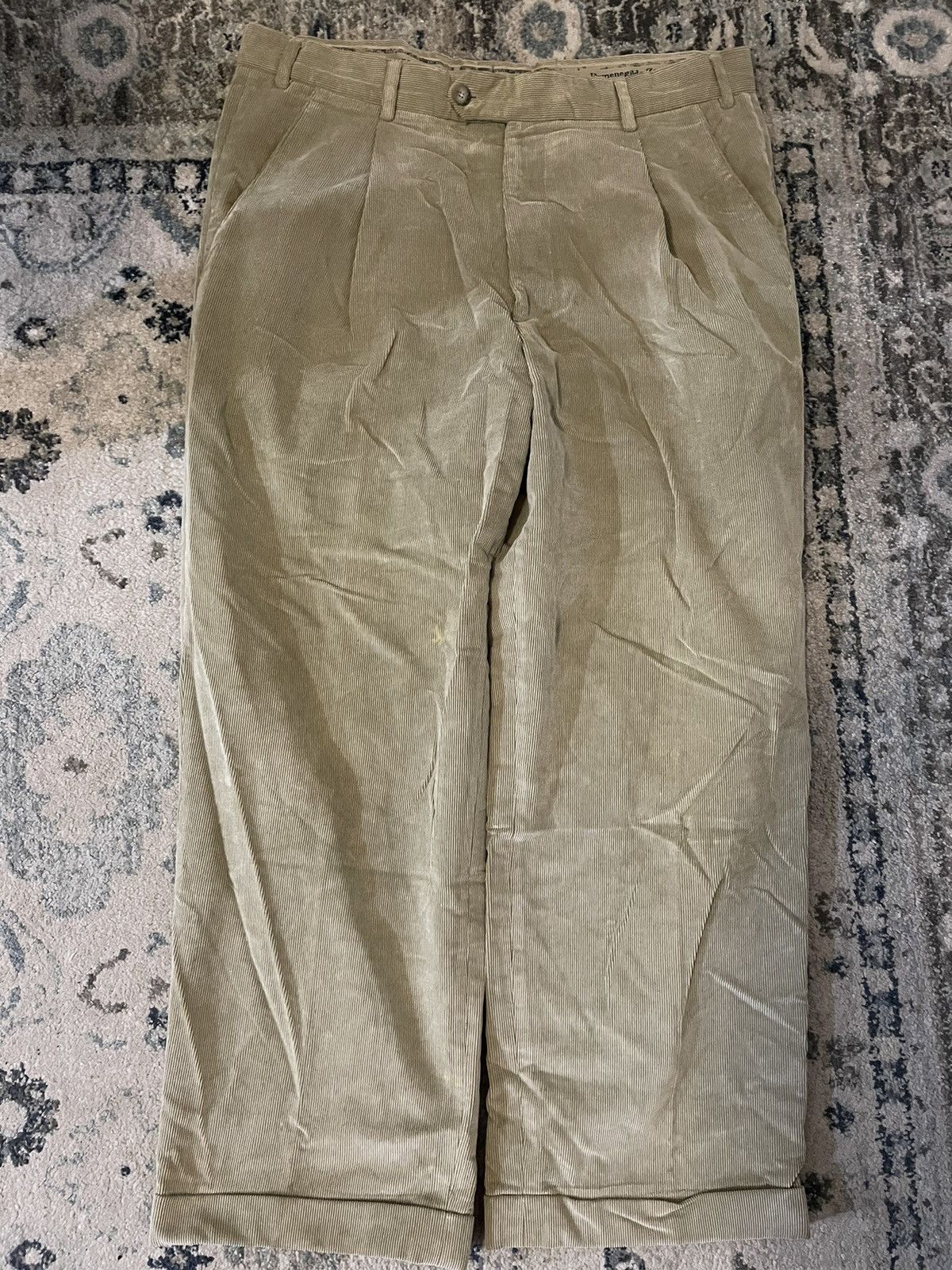 Ermenegildo Zegna × Vintage Pleat Front Fine Wale Corduroy Trouser Size US 38 / EU 54 - 2 Thumbnail