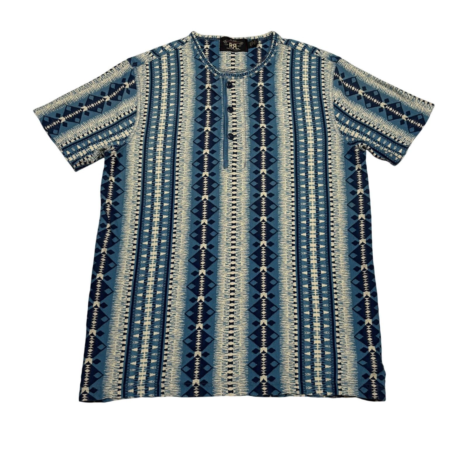RRL Ralph Lauren RRL Double RL Ralph Lauren Jacquard Knit Jersey Henley M Size US M / EU 48-50 / 2 - 1 Thumbnail
