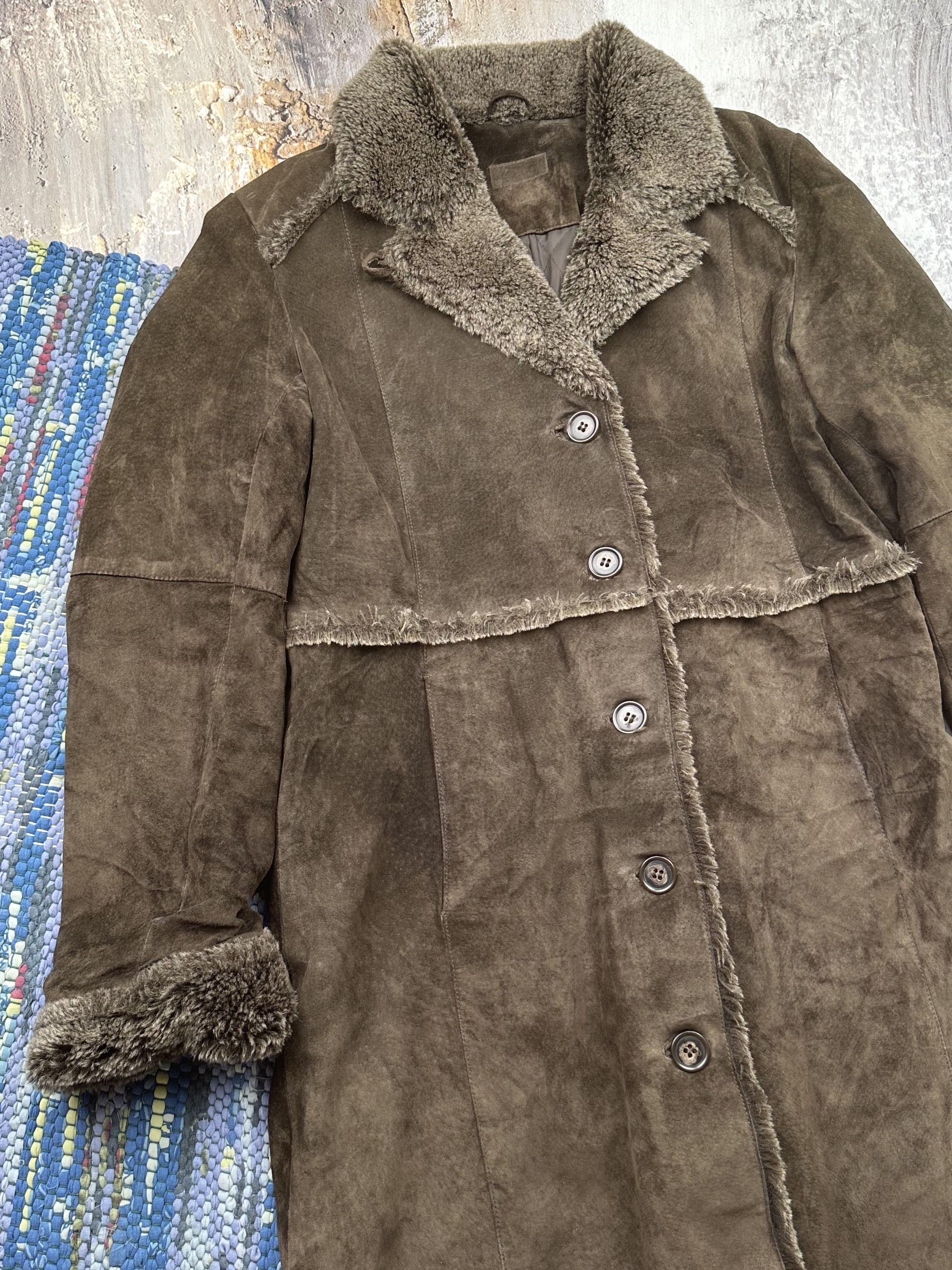 Japanese Brand Vintage Suede/Faux Sheepskin Coat A631D15(354) Size M / US 6-8 / IT 42-44 - 2 Thumbnail