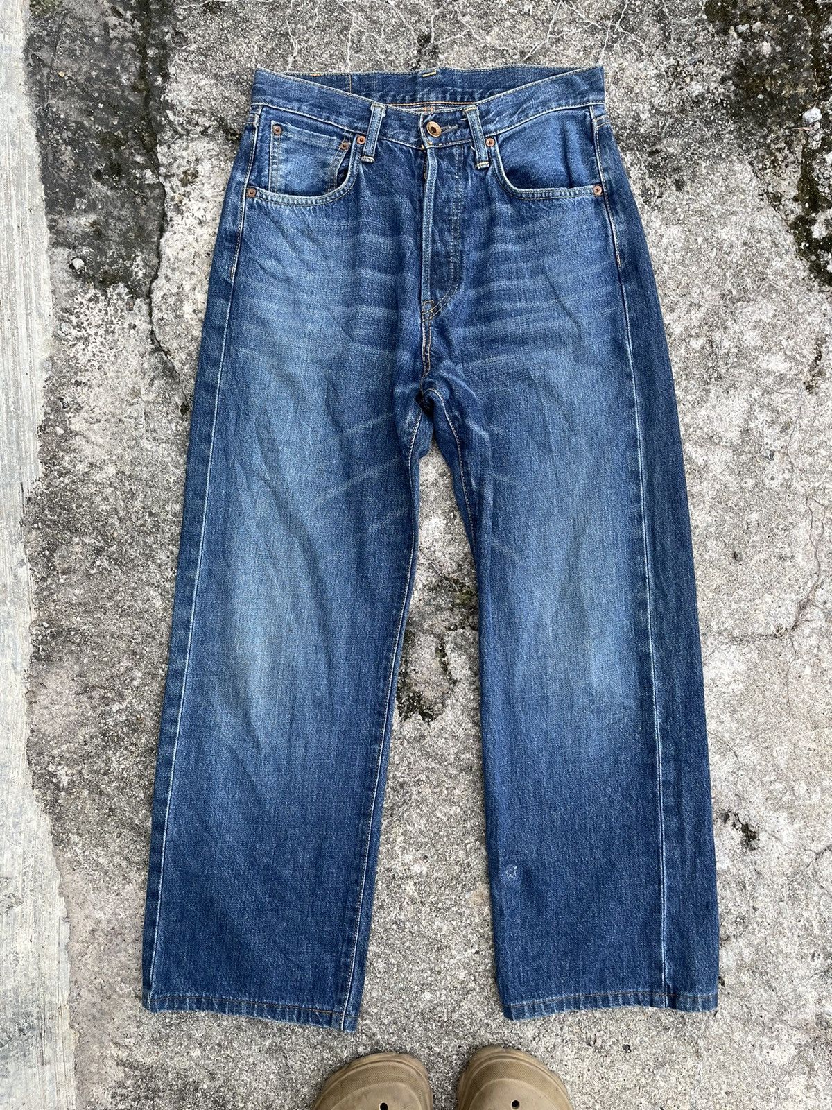 Edwin Vintage Rare Button Edwin 505 Selvedge (J23-11) Size US 28 / EU 44 - 1 Thumbnail