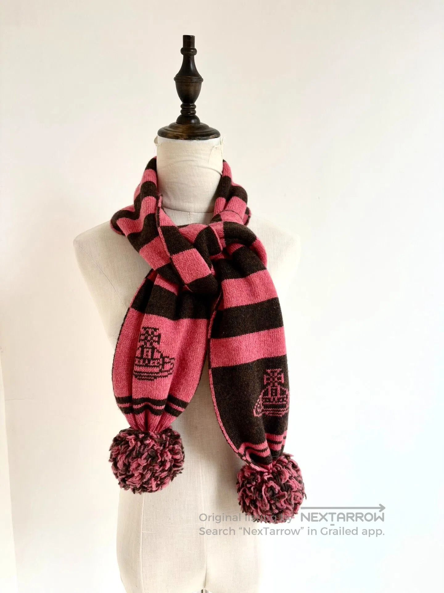 Vivienne Westwood vivienne westwood pink striped pompom scarf. Size ONE SIZE - 2 Thumbnail