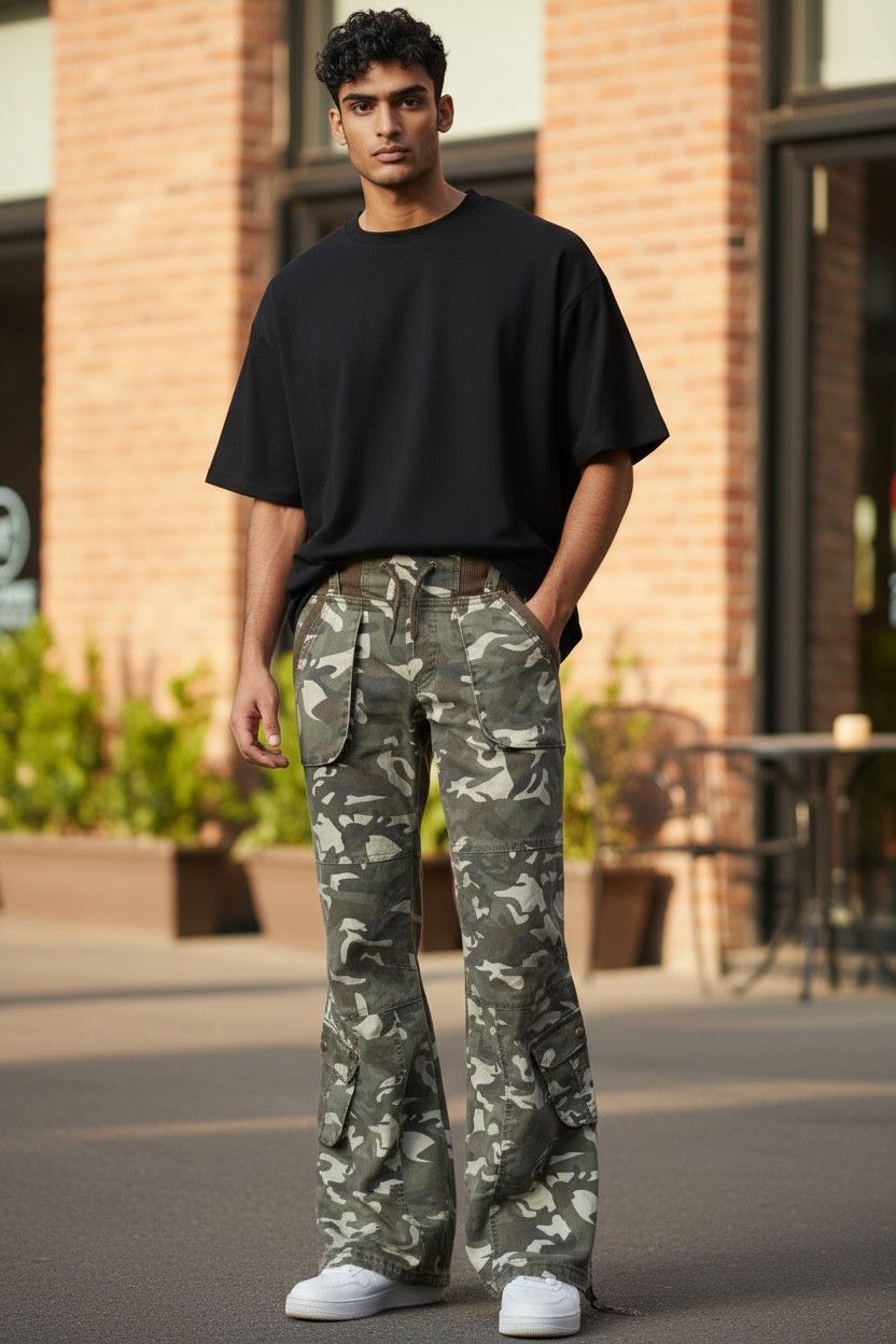 Japanese Brand LUCCICA Ultra Flare Multipocket Stretch Cotton GOA Inspired Size US 30 / EU 46 - 2 Thumbnail