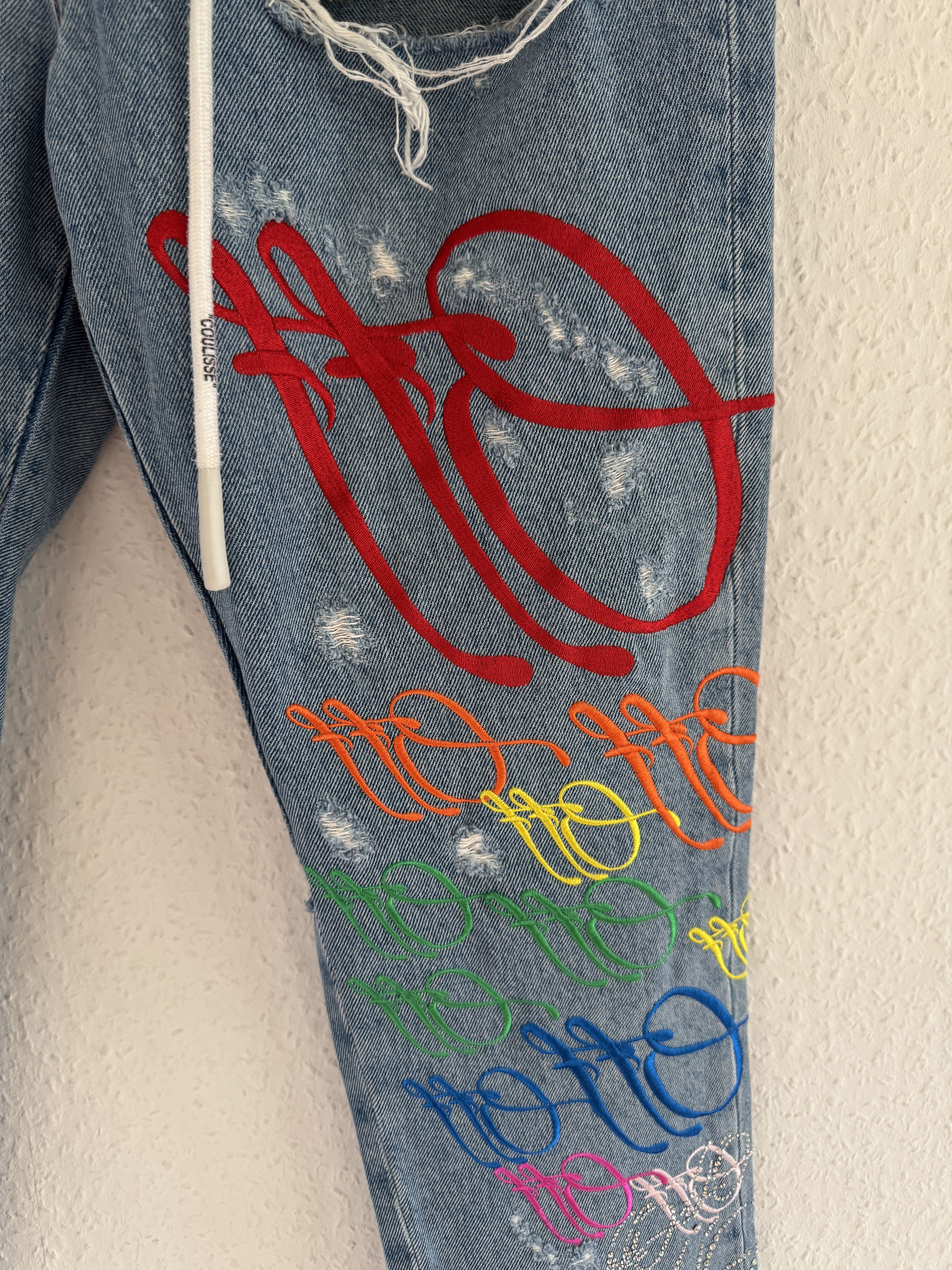 Off-White Rainbow crystal graffiti jeans Size US 32 / EU 48 - 7 Thumbnail