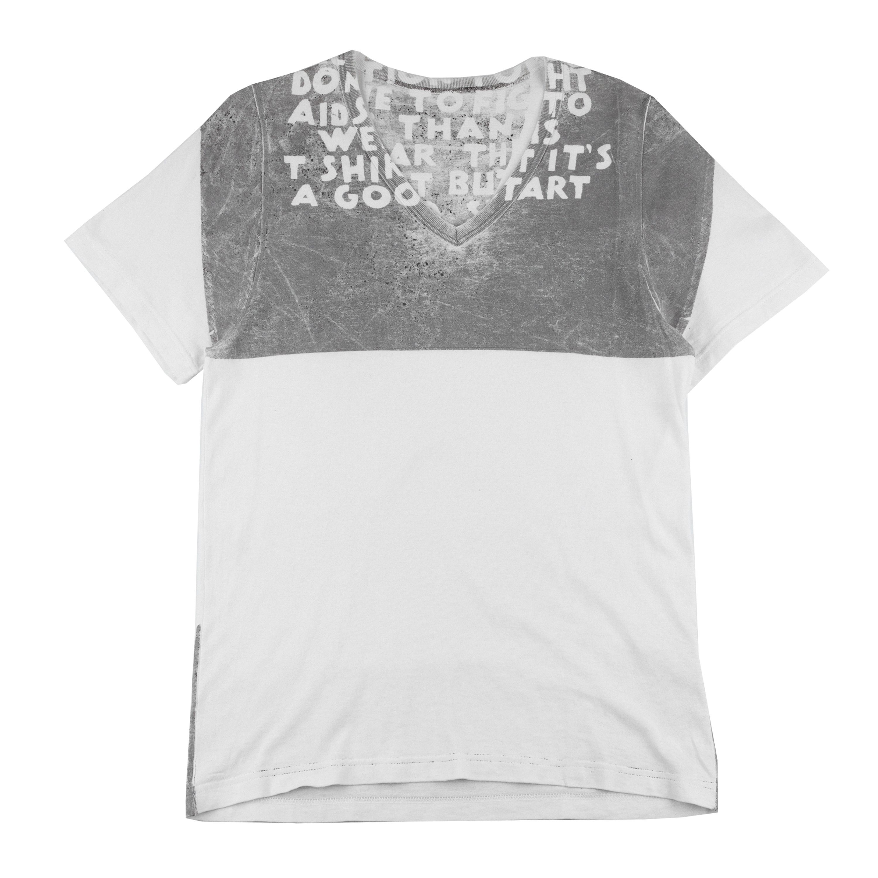 Maison Margiela Maison Martin Margiela AIDS White/Gray V Neck Top (XS) Size US XS / EU 42 / 0 - 1 Thumbnail