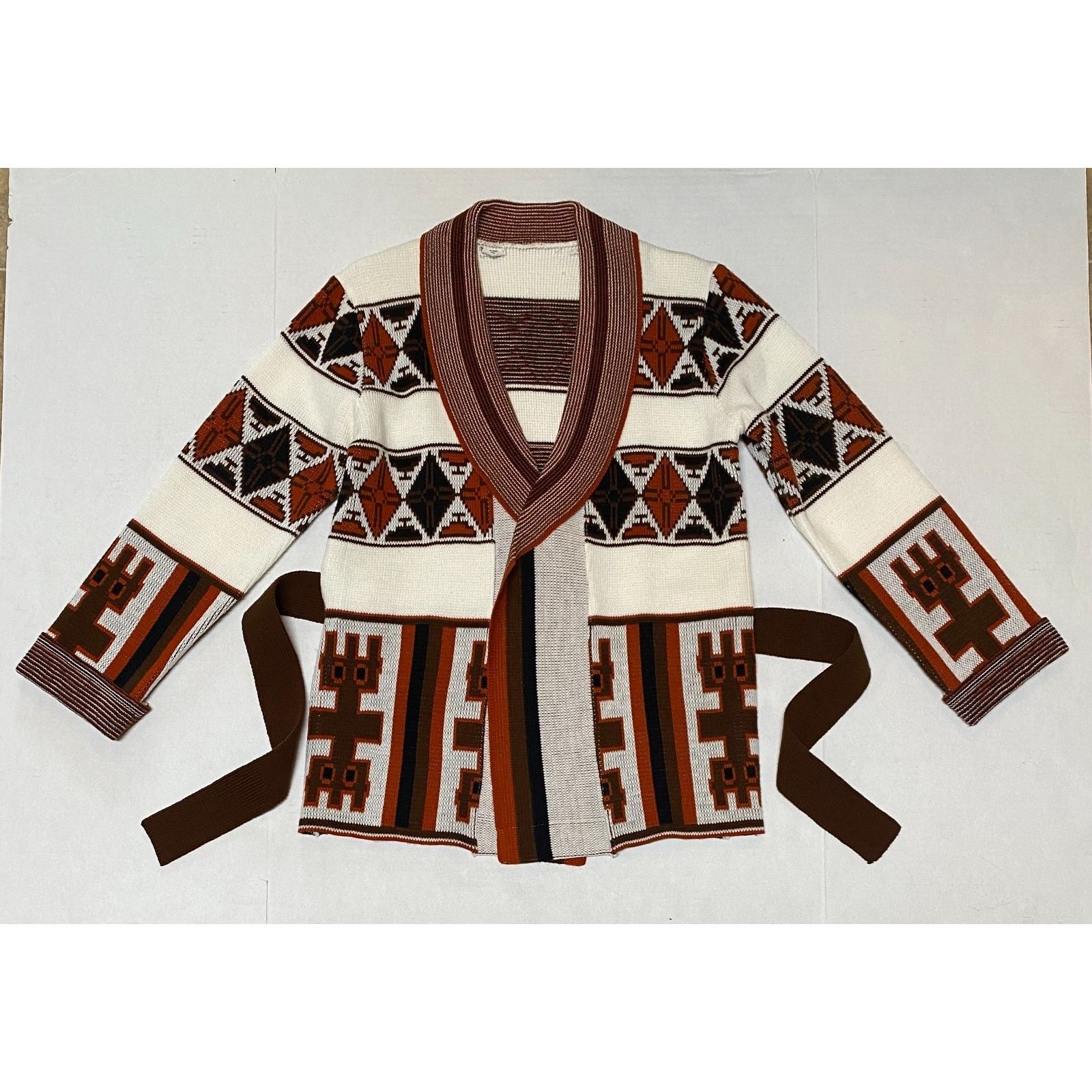 The Unbranded Brand Cardigan Sweater Southwestern Pattern Women's Size M Belted Size M / US 6-8 / IT 42-44 - 3 Thumbnail