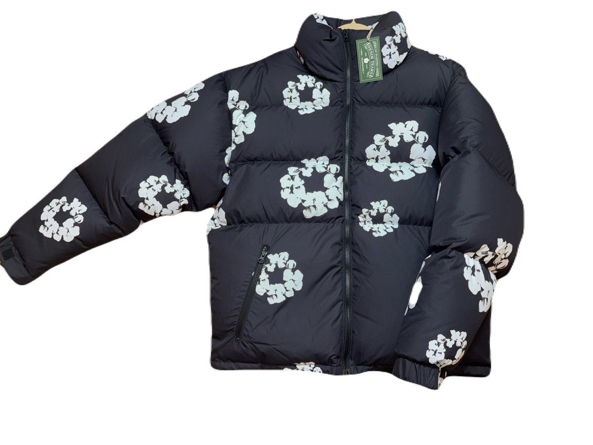 Denim Tears Cotton Wreath Puffer Jacket Black - Size Large