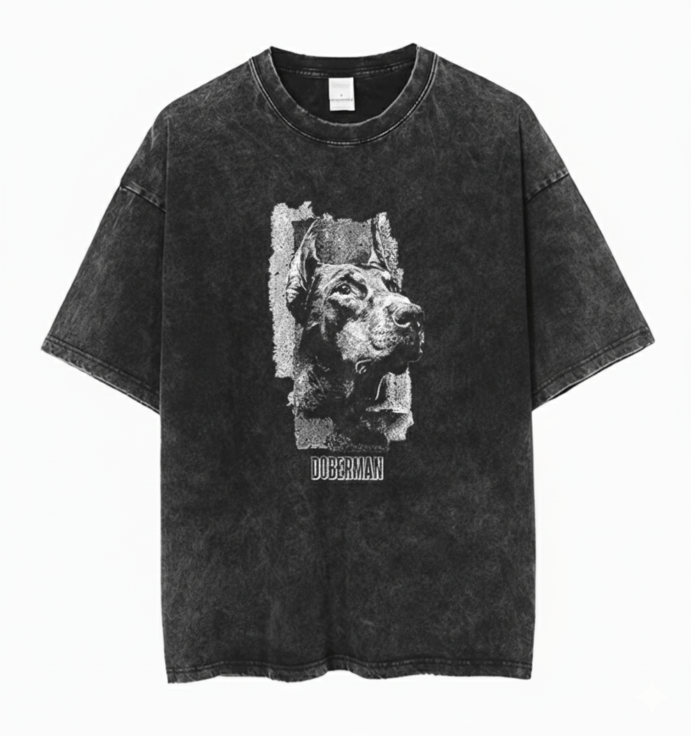 Other Y2K Streetwear Retro Doberman Dog Anime Washed T-Shirt Size US XXL / EU 58 / 5 - 1 Thumbnail