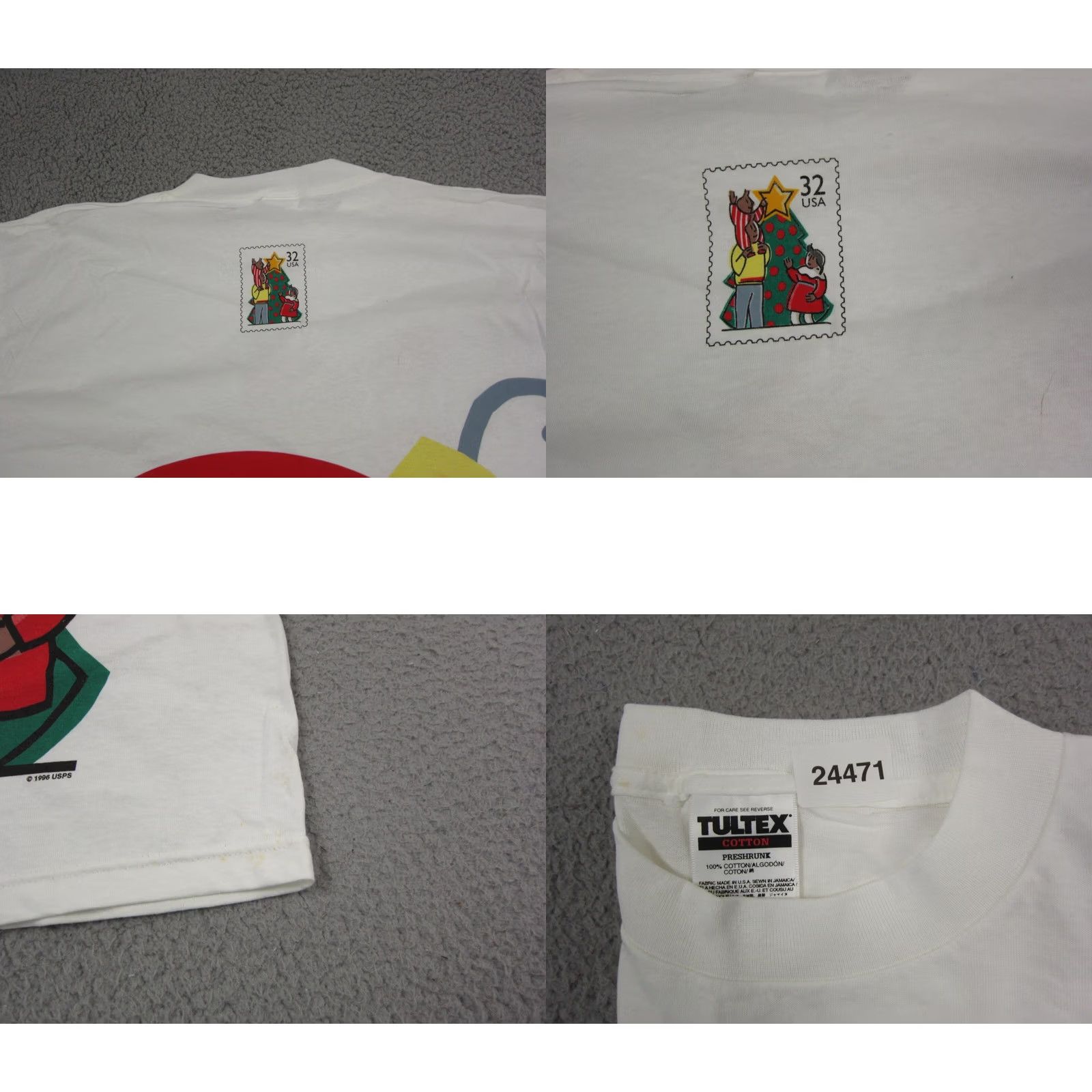 Tultex VINTAGE USPS Shirt Mens XL White Christmas Santa Claus Stamp 1996 90 Tultex T-Shirt Mens XL White Christmas Santa USPS Stamp 1996 Size US XL / EU 56 / 4 - 10 Thumbnail