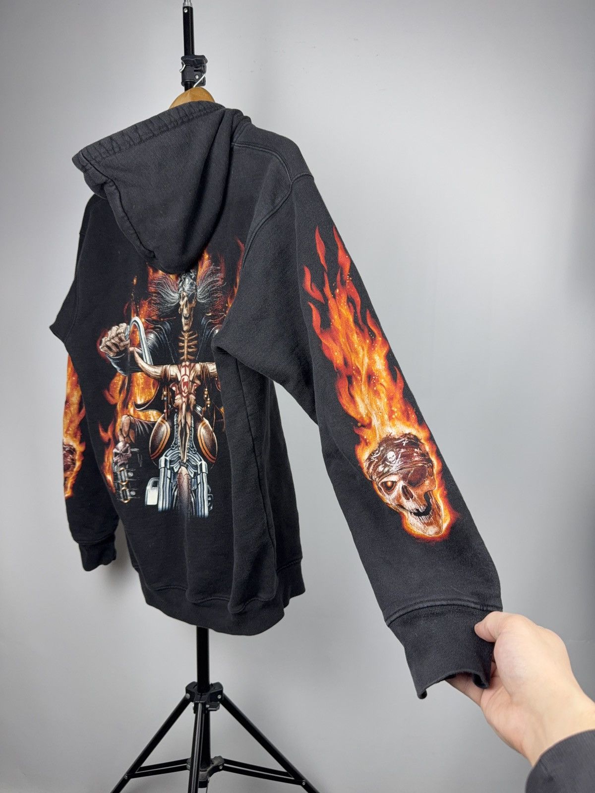 Harley Davidson Flaming Skull Biker Zip Hoodie Chopper Motorcycle Graphic Size US M / EU 48-50 / 2 - 16 Thumbnail