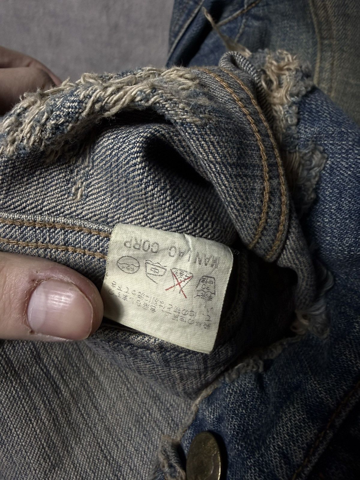 Le Grande Bleu (L.G.B.) LGB Distressed Fringe Denim Jacket Size US XS / EU 42 / 0 - 10 Thumbnail