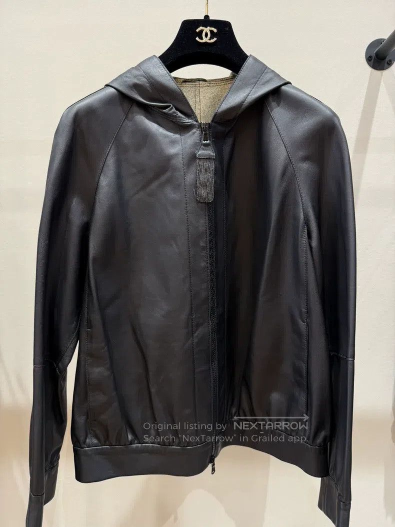 Brunello Cucinelli Brunello Cucinelli Black hooded leather jacket Size XS / US 0-2 / IT 36-38 - 1 Thumbnail