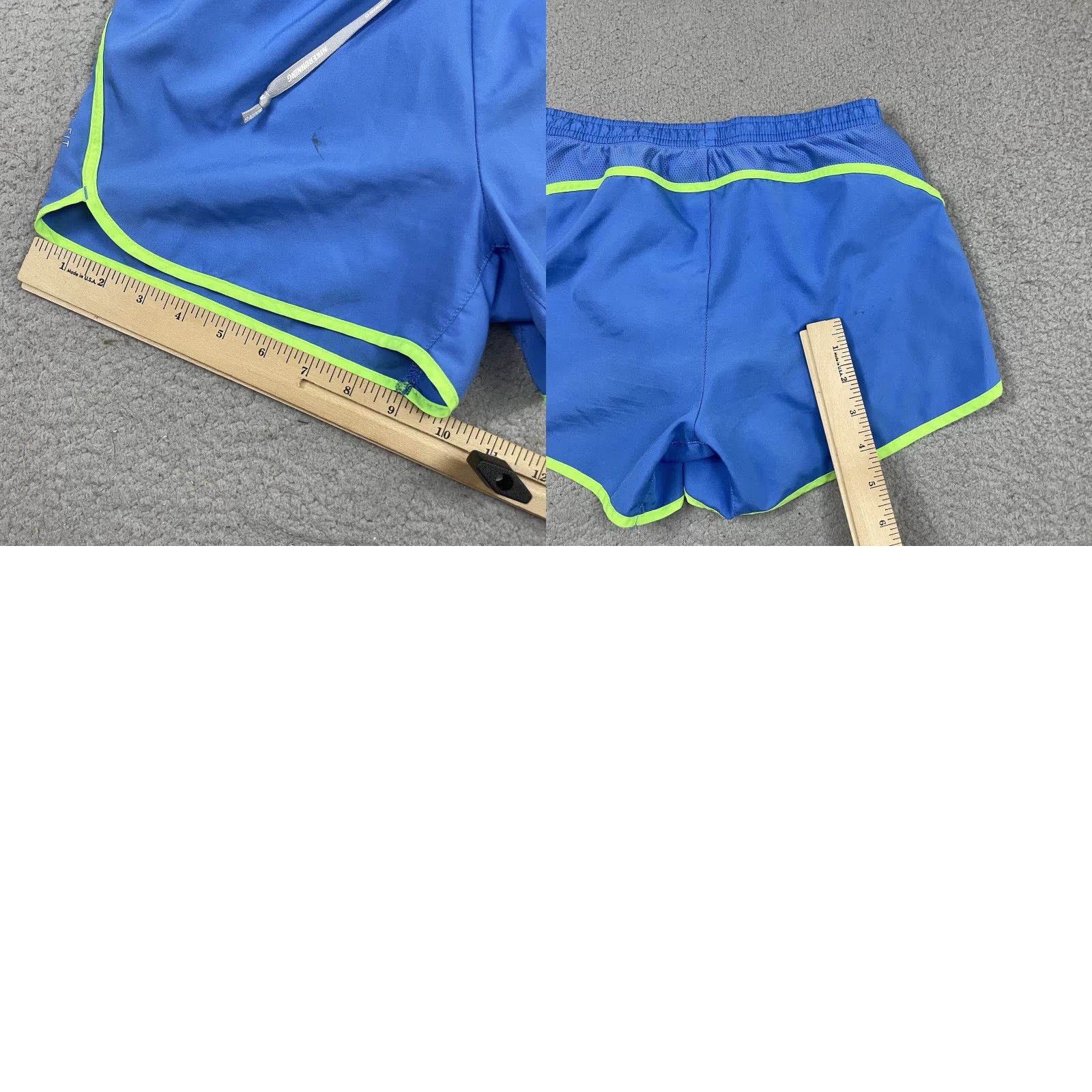 Nike VINTAGE Nike Shorts Womens XS Blue Dri Fit Lined Athletic Performance Running Neon Green Size 26" / US 2 / IT 38 - 9 Thumbnail